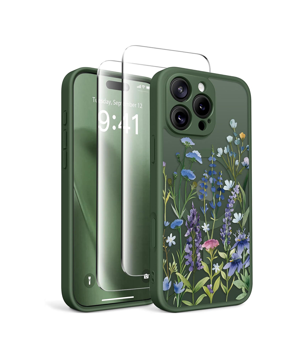 iPhone 16 Pro Floral Translucent Case Forest Green – GVIEWIN