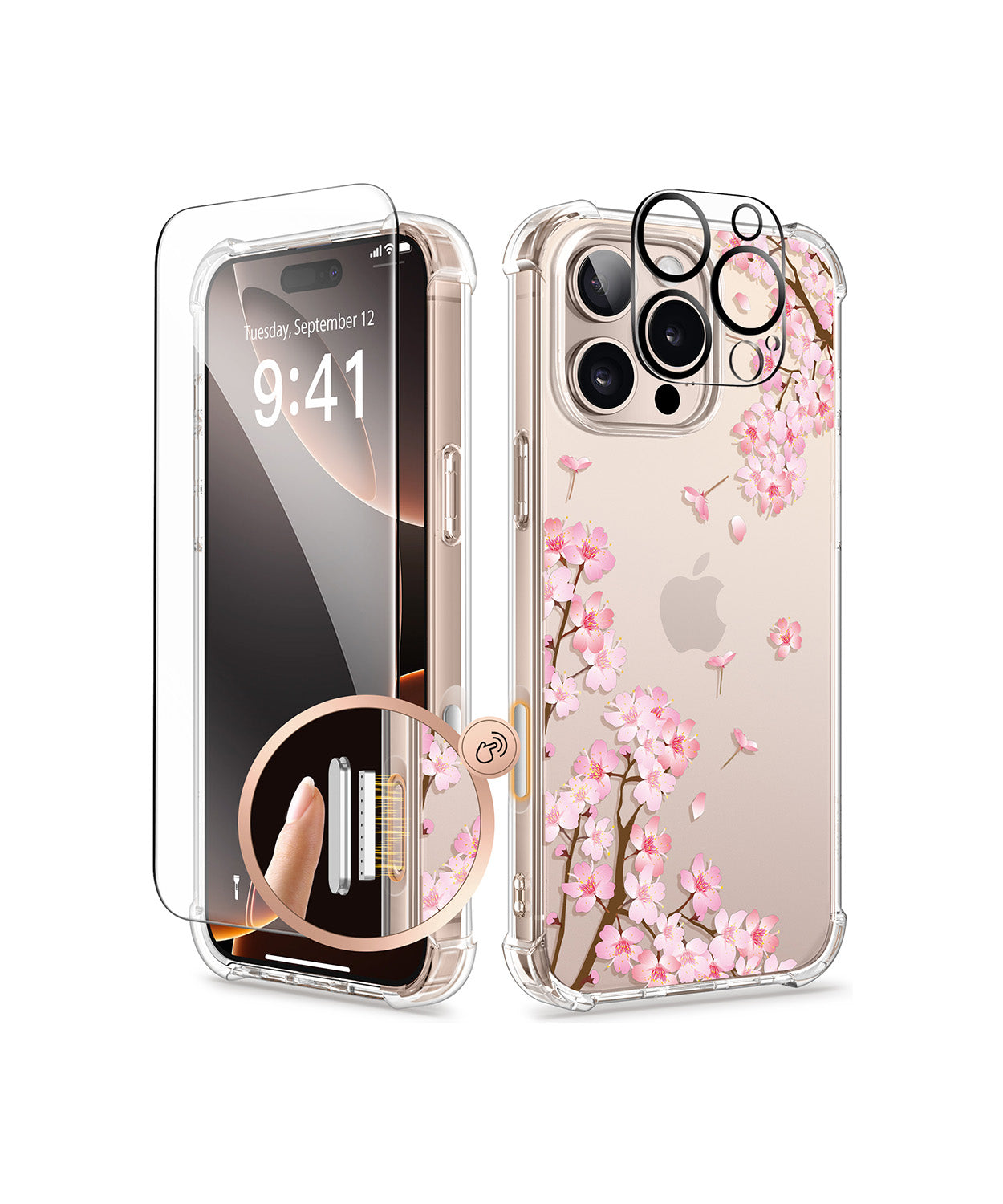 iPhone 16 Pro Max Sakura Floral Clear Case|GVIEWIN