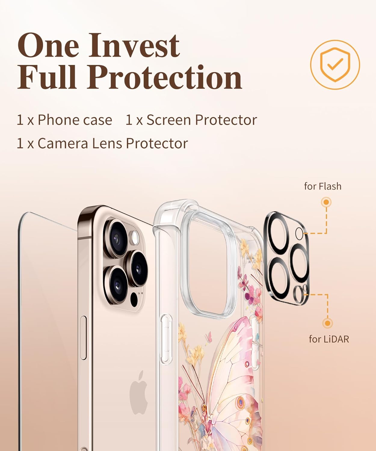 iPhone 16 Pro Max Case Butterfly Floral