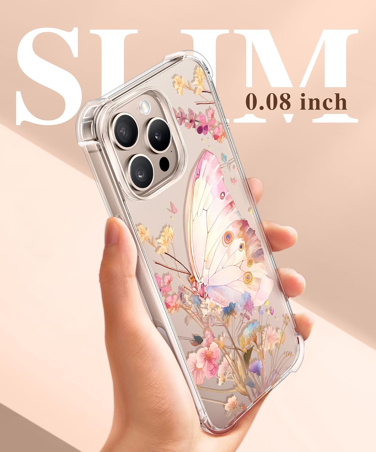 iPhone 16 Pro Max Case Butterfly Floral
