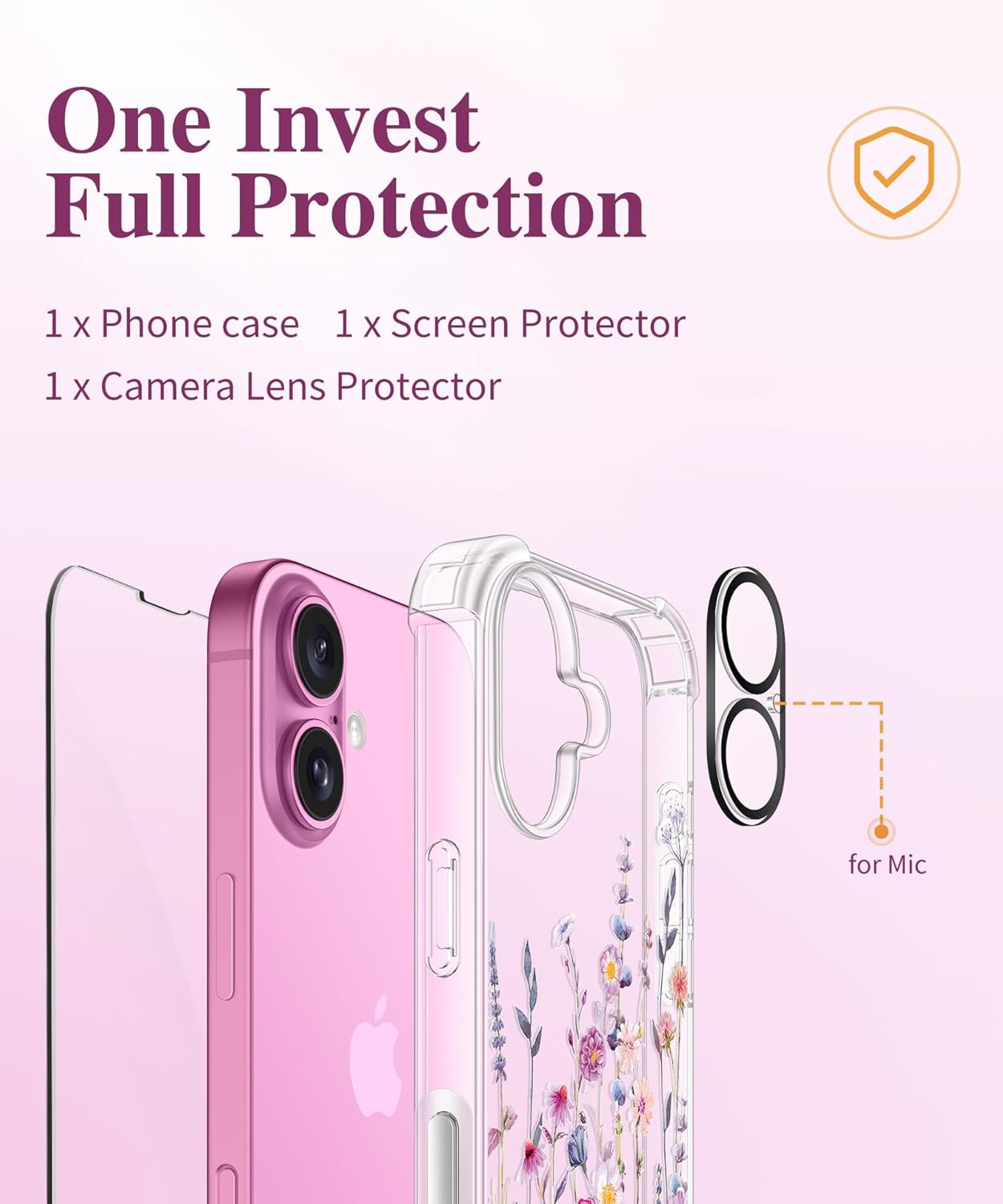 GVIEWIN for iPhone 16 Case Floral