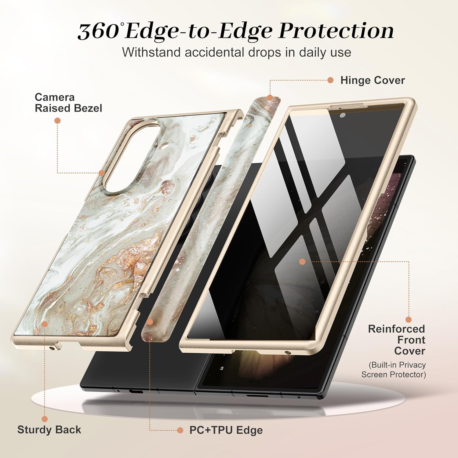 GVIEWIN for Samsung Galaxy Z Fold 7 Case with Privacy Screen Protector