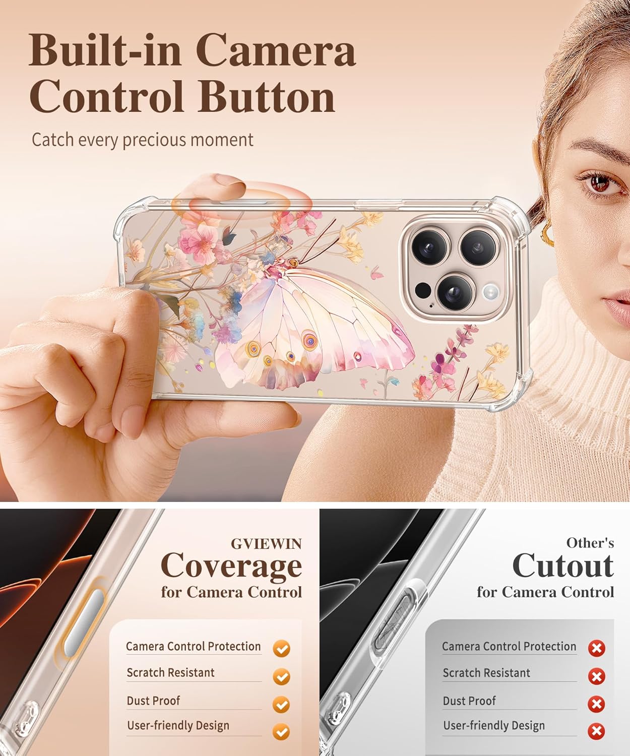 iPhone 16 Pro Max Case Butterfly Floral