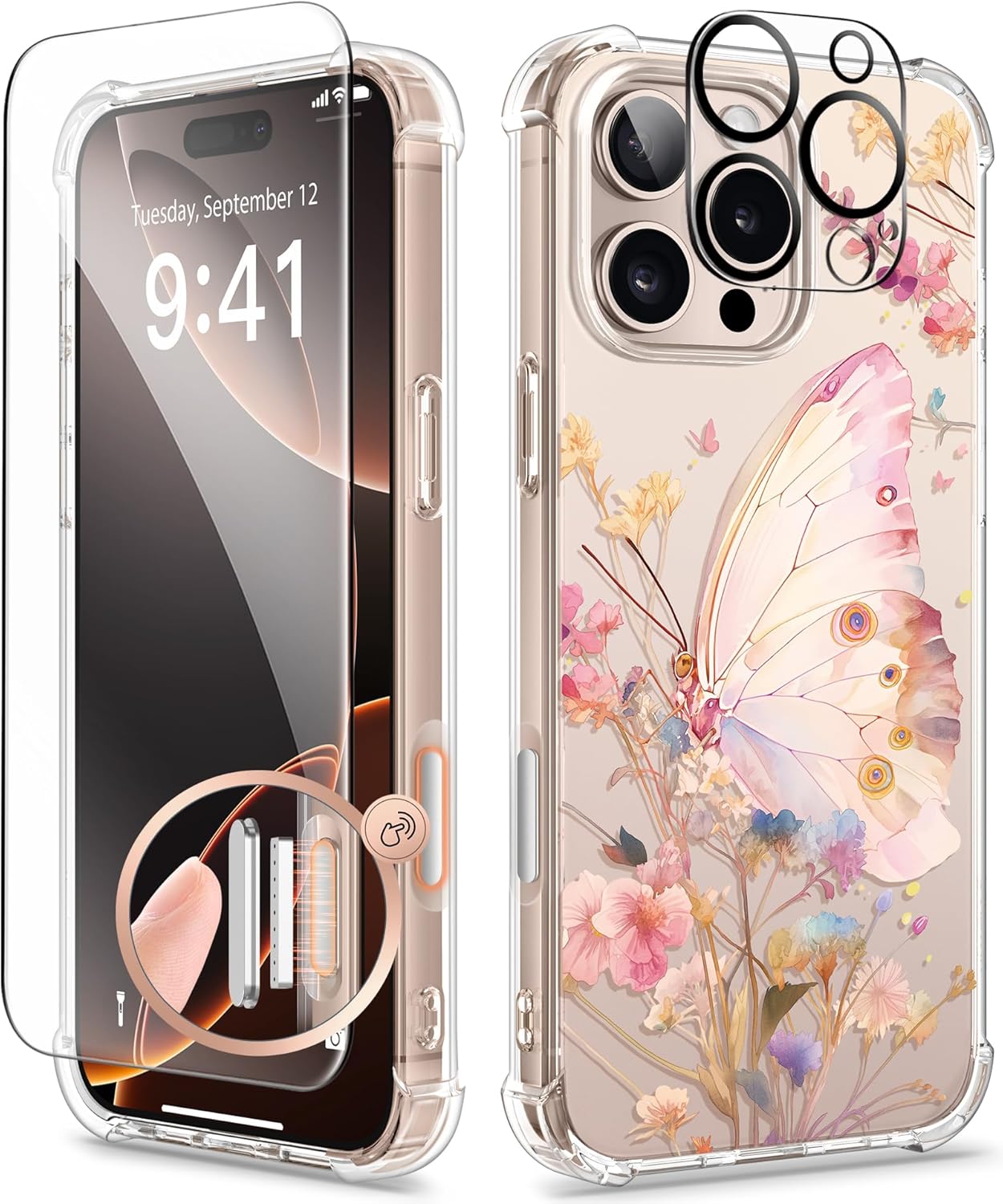 iPhone 16 Pro Max Case Butterfly Floral