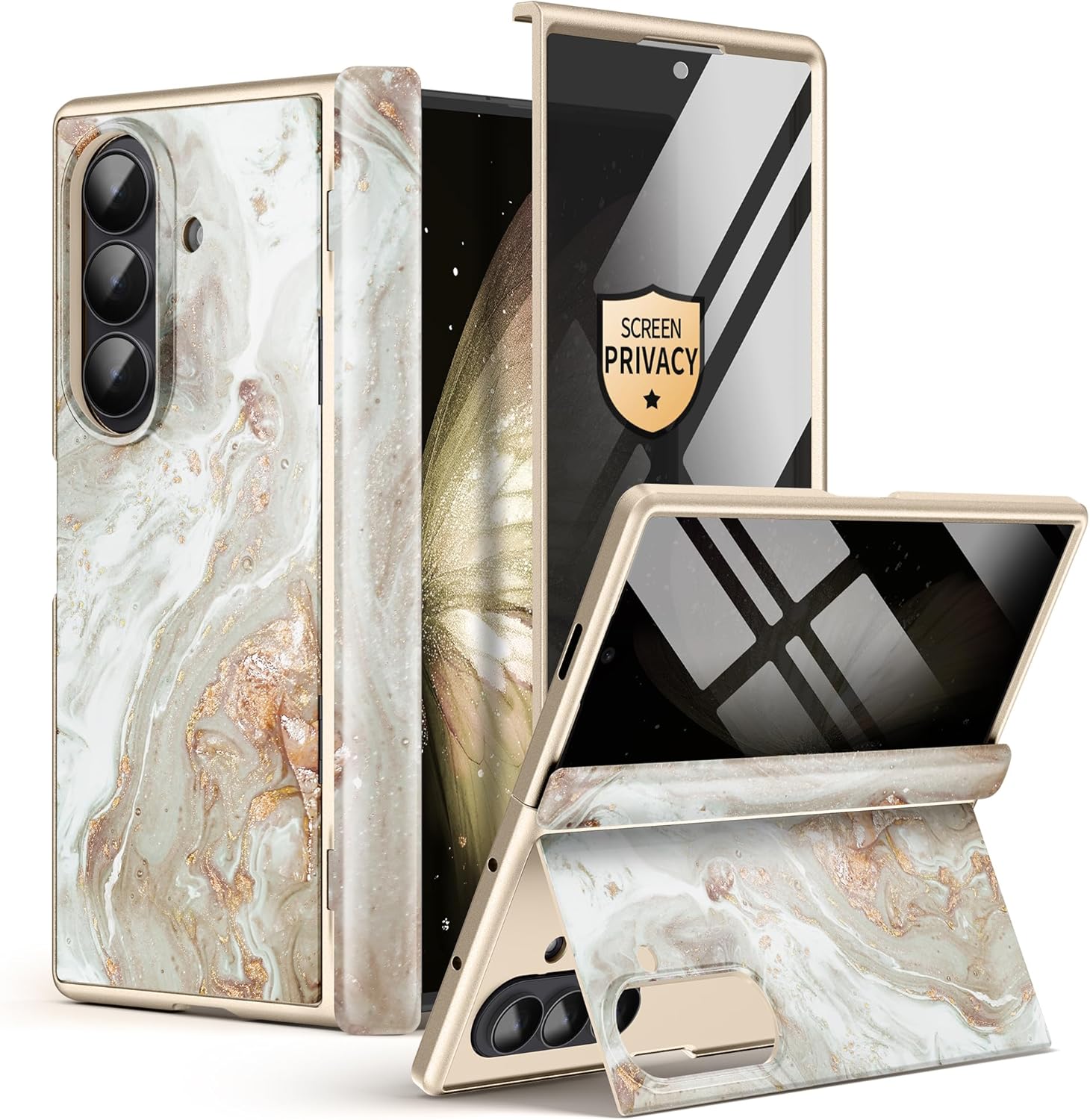 GVIEWIN for Samsung Galaxy Z Fold 7 Case with Privacy Screen Protector