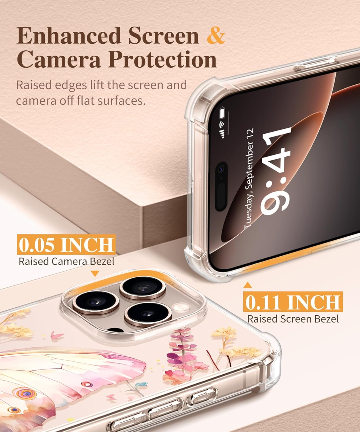 iPhone 16 Pro Max Case Butterfly Floral