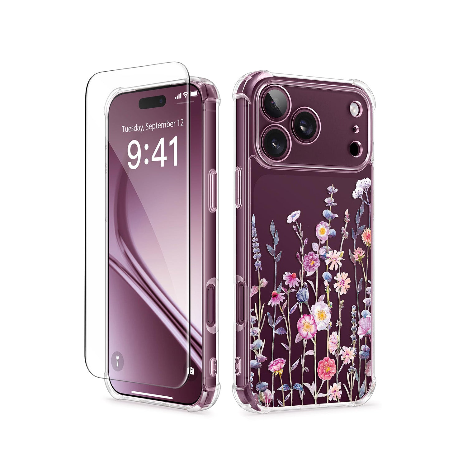 GVIEWIN for iPhone 18 Pro Max Case/17 Pro Max Case Floral Clear Slim Women