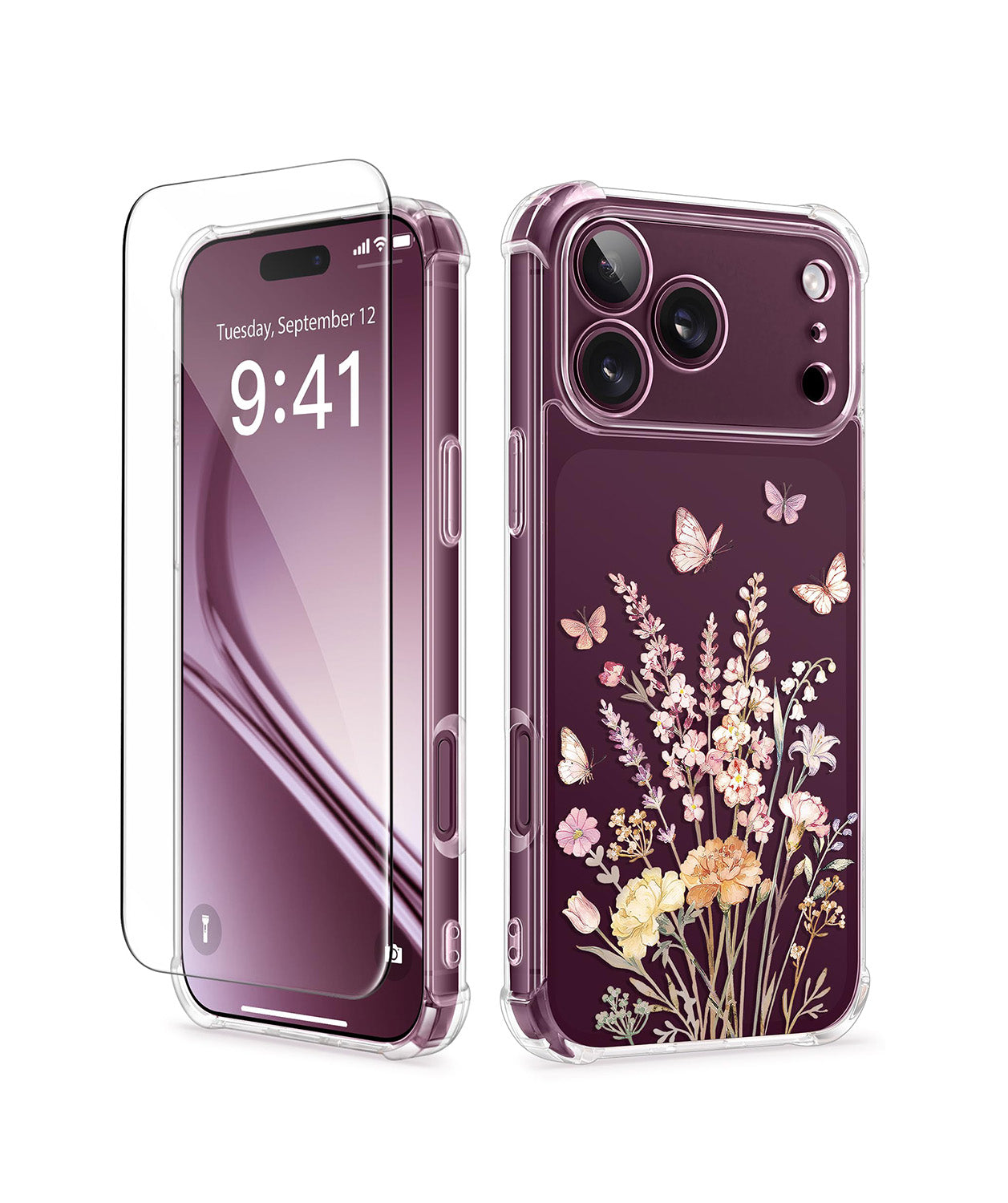 GVIEWIN for iPhone 18 Pro Max Case Floral Clear Slim Women