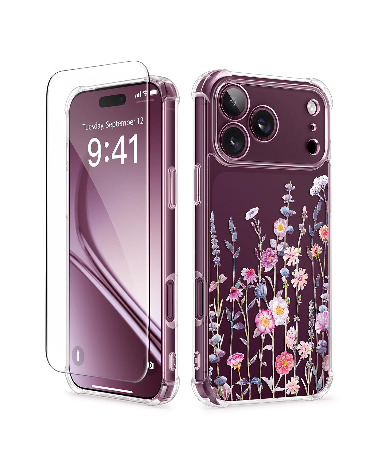 GVIEWIN for iPhone 18 Pro Max Case Floral Clear Slim Women