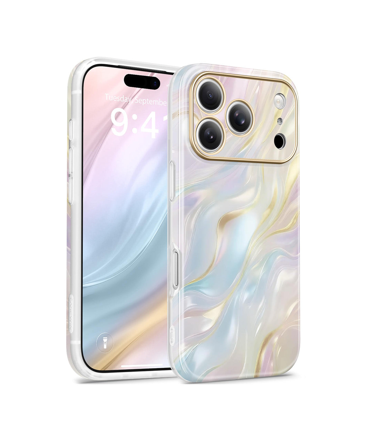 GVIEWIN for iPhone 18 Pro Case Marble, Sapphire/Blue