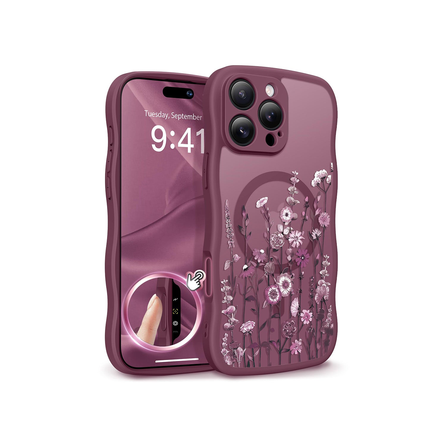 GVIEWIN iPhone 16 Pro Floral Case Compatible with MagSafe