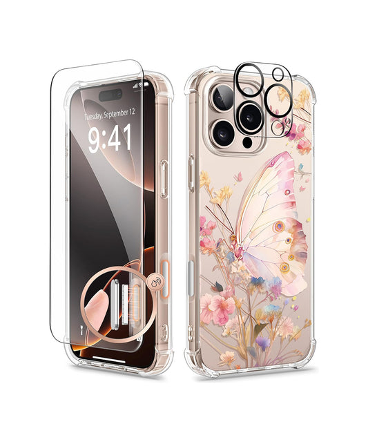 iPhone 16 Pro Max Case Butterfly Floral