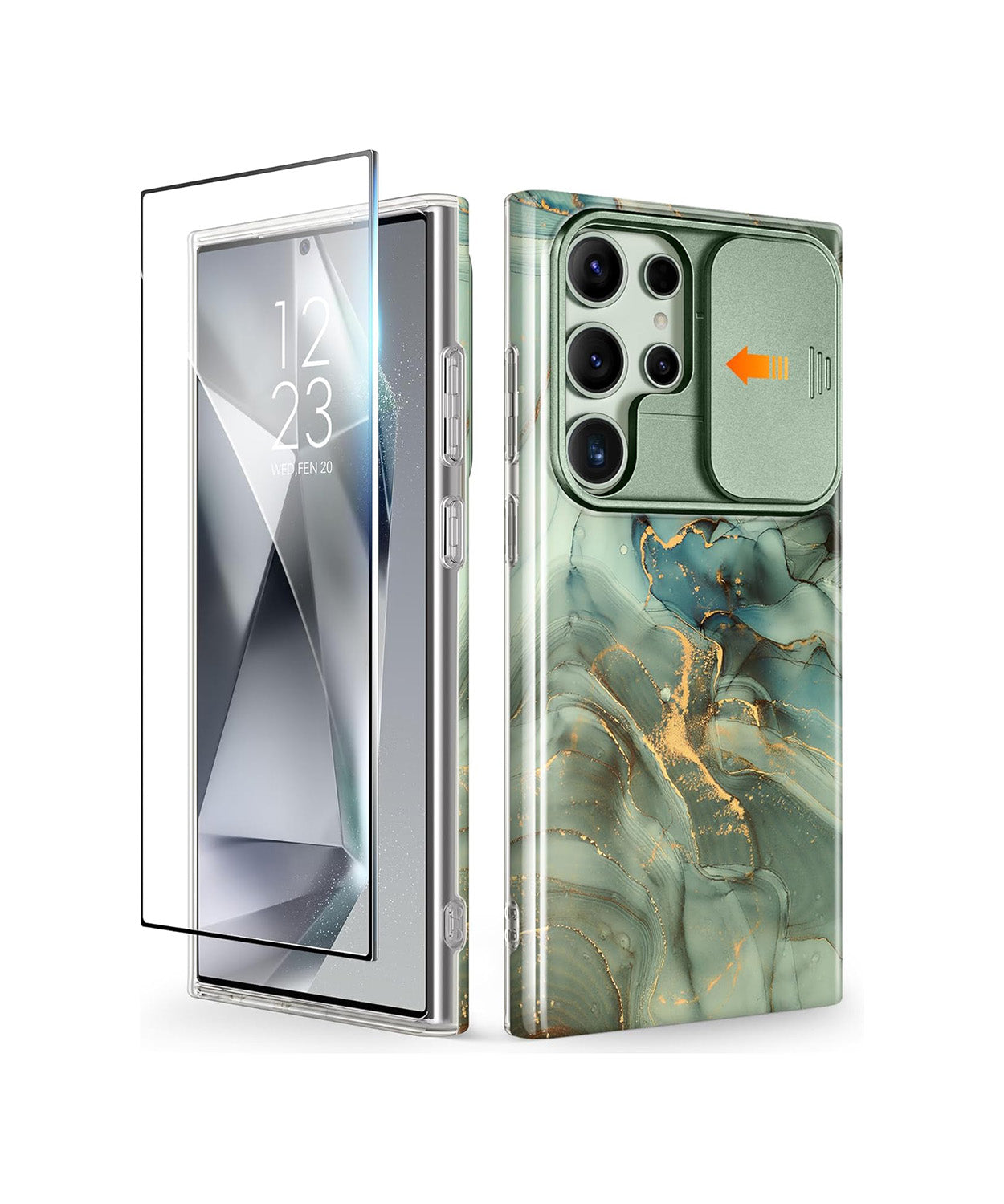 Samsung S24 Ultra Marble Case with Slide Camera Cover