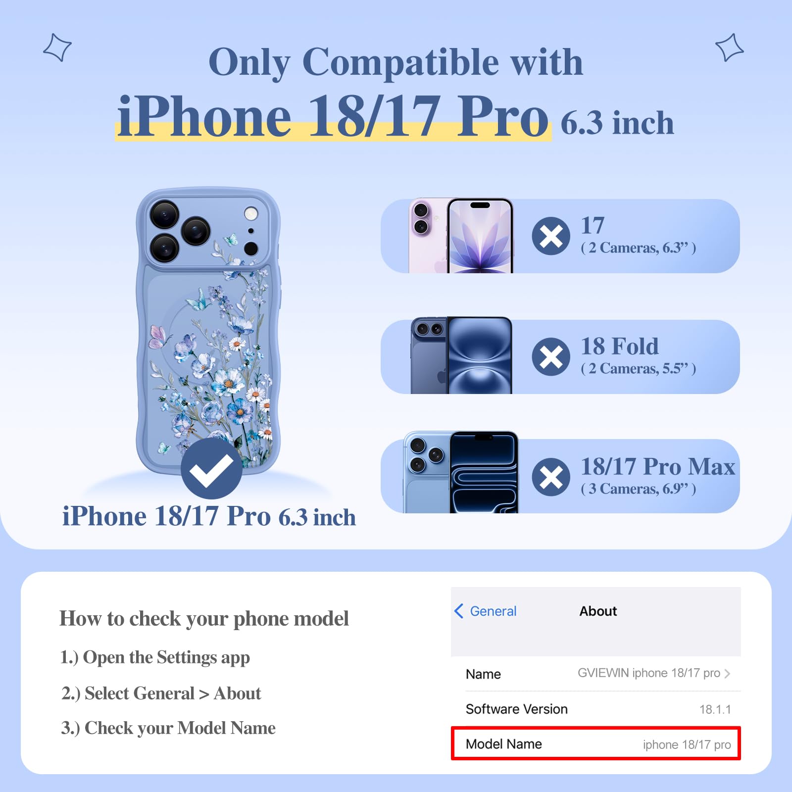 GVIEWIN for iPhone 18 Pro Case/17 Pro Case Compatible with MagSafe