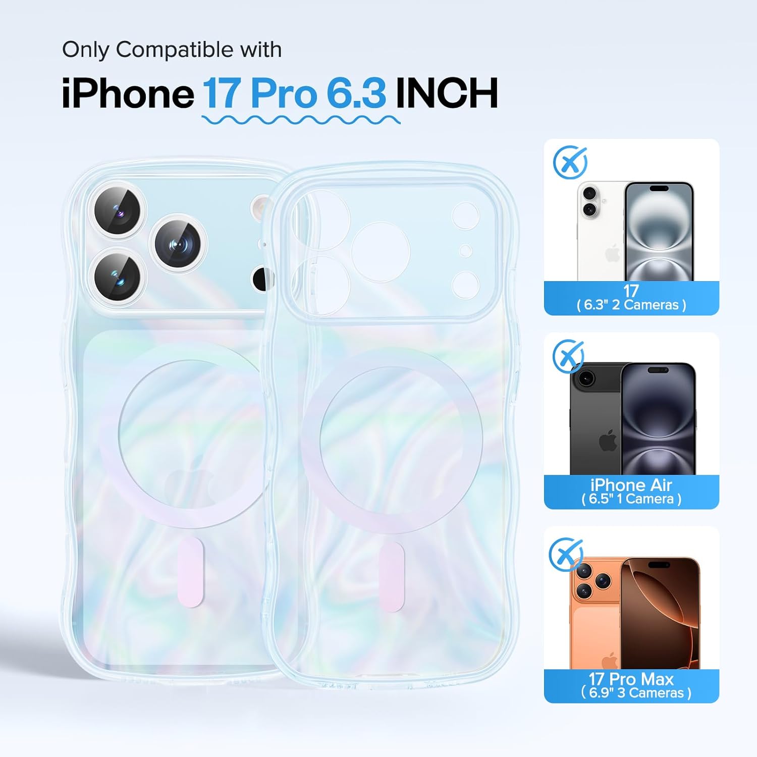 GVIEWIN Magnetic for iPhone 17 Pro Case, Full Camera Protection Blue