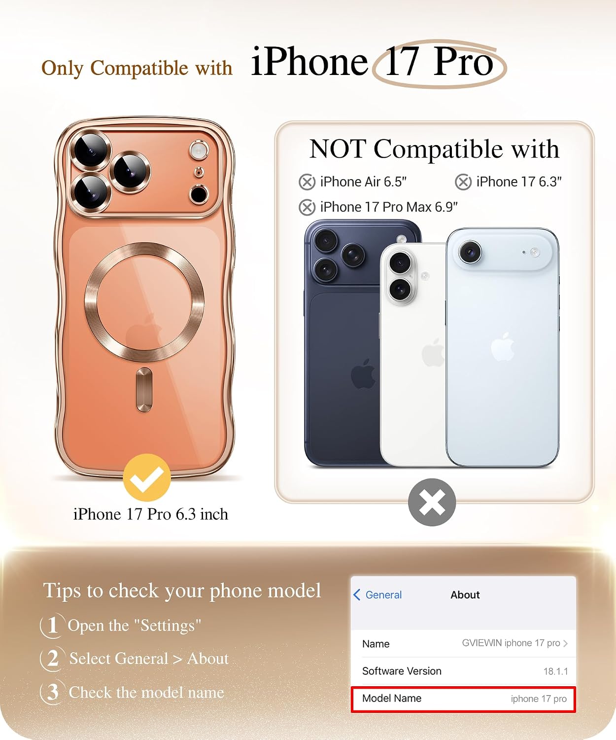 GVIEWIN for iPhone 17 Pro Case Compatible with MagSafe