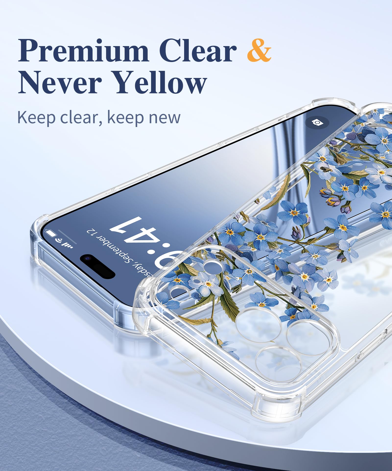 GVIEWIN for iPhone 18 Pro Max Case/17 Pro Max Case Floral Clear Slim Women