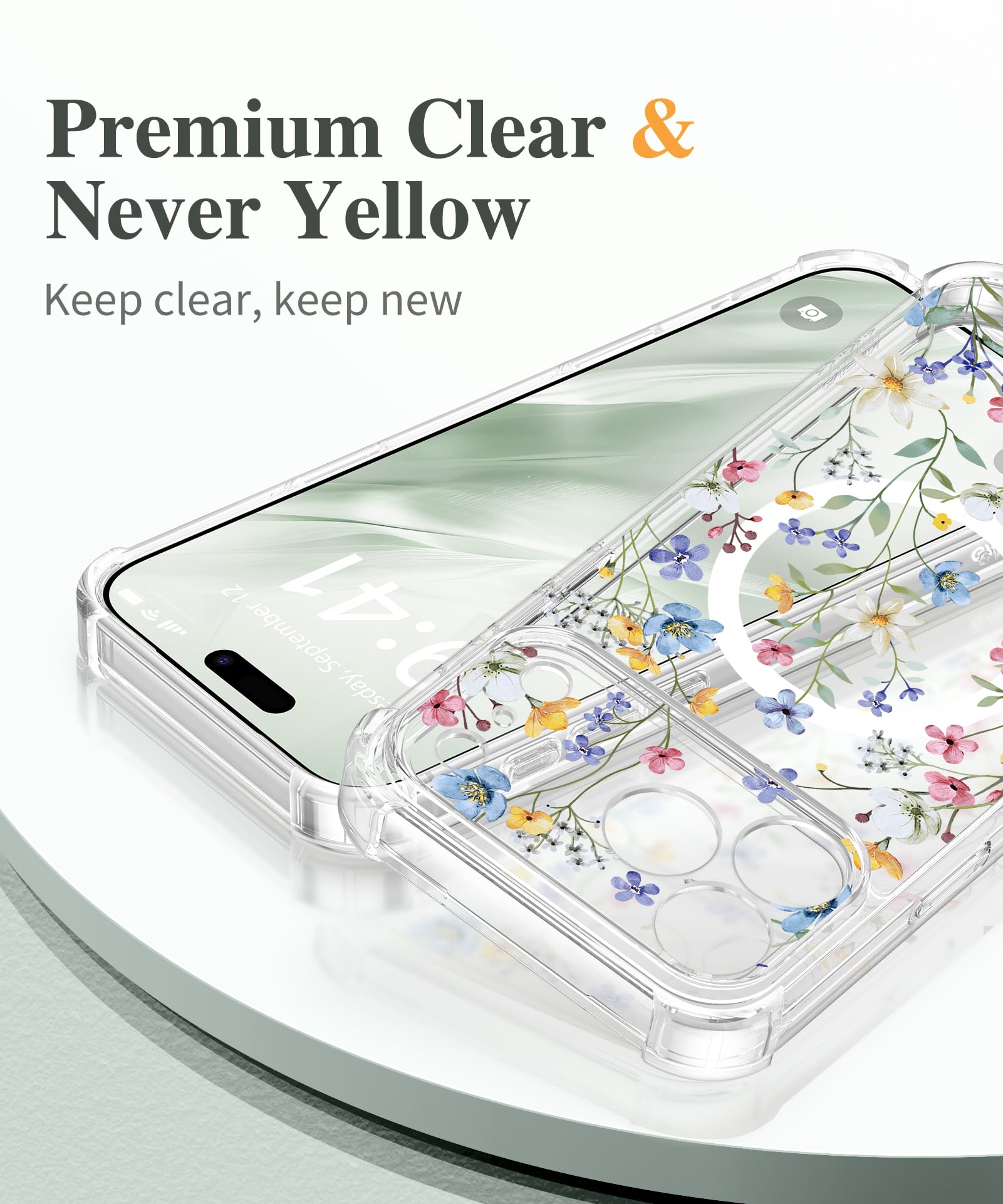 GVIEWIN for iPhone 18 Pro Case Slim, Floret/Colorful