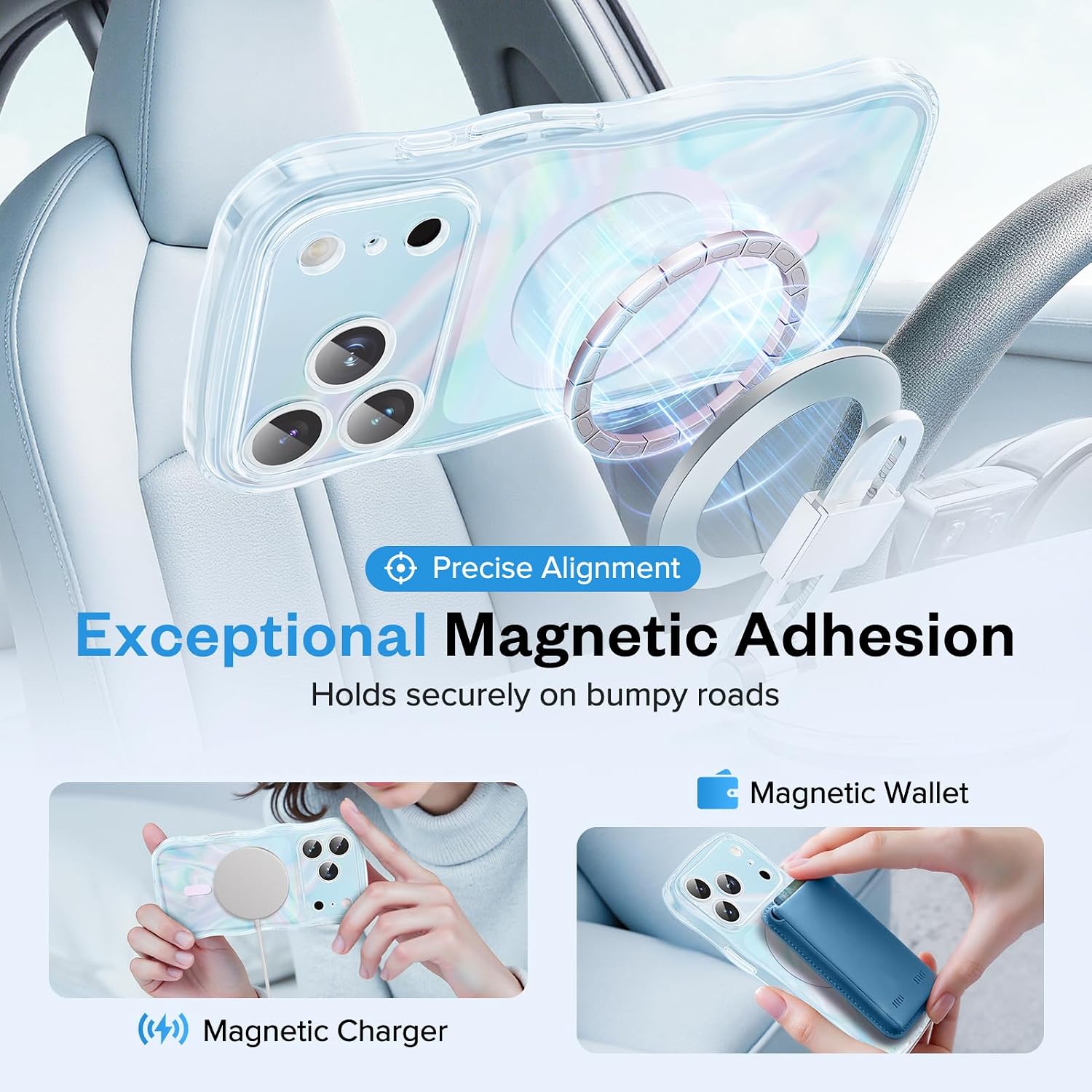 GVIEWIN Magnetic for iPhone 17 Pro Case, Full Camera Protection Blue