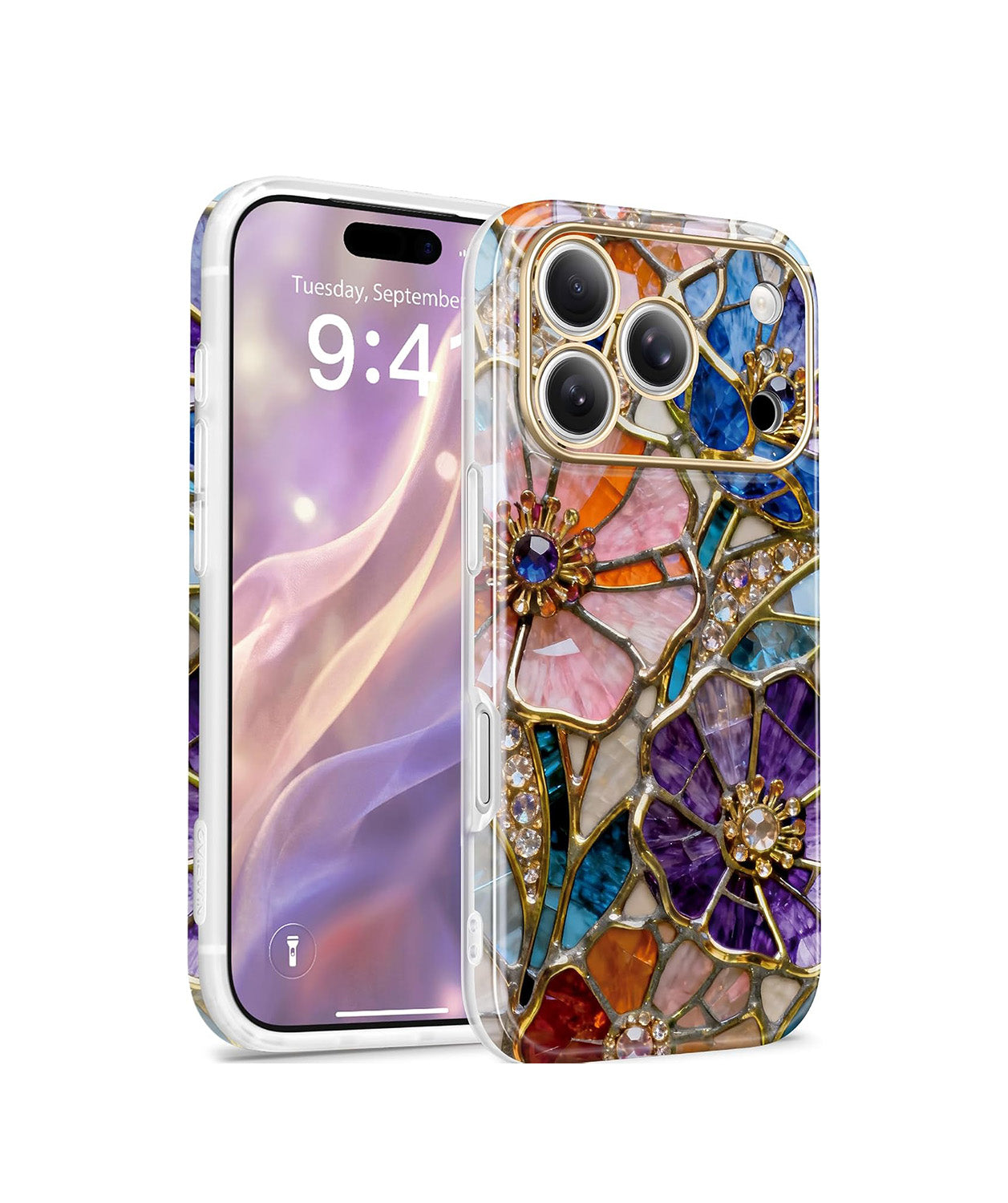 GVIEWIN for iPhone 17 Pro Floral Case Compatible with MagSafe, Stylish Shockproof Protective Phone Case with Full Camera Protection