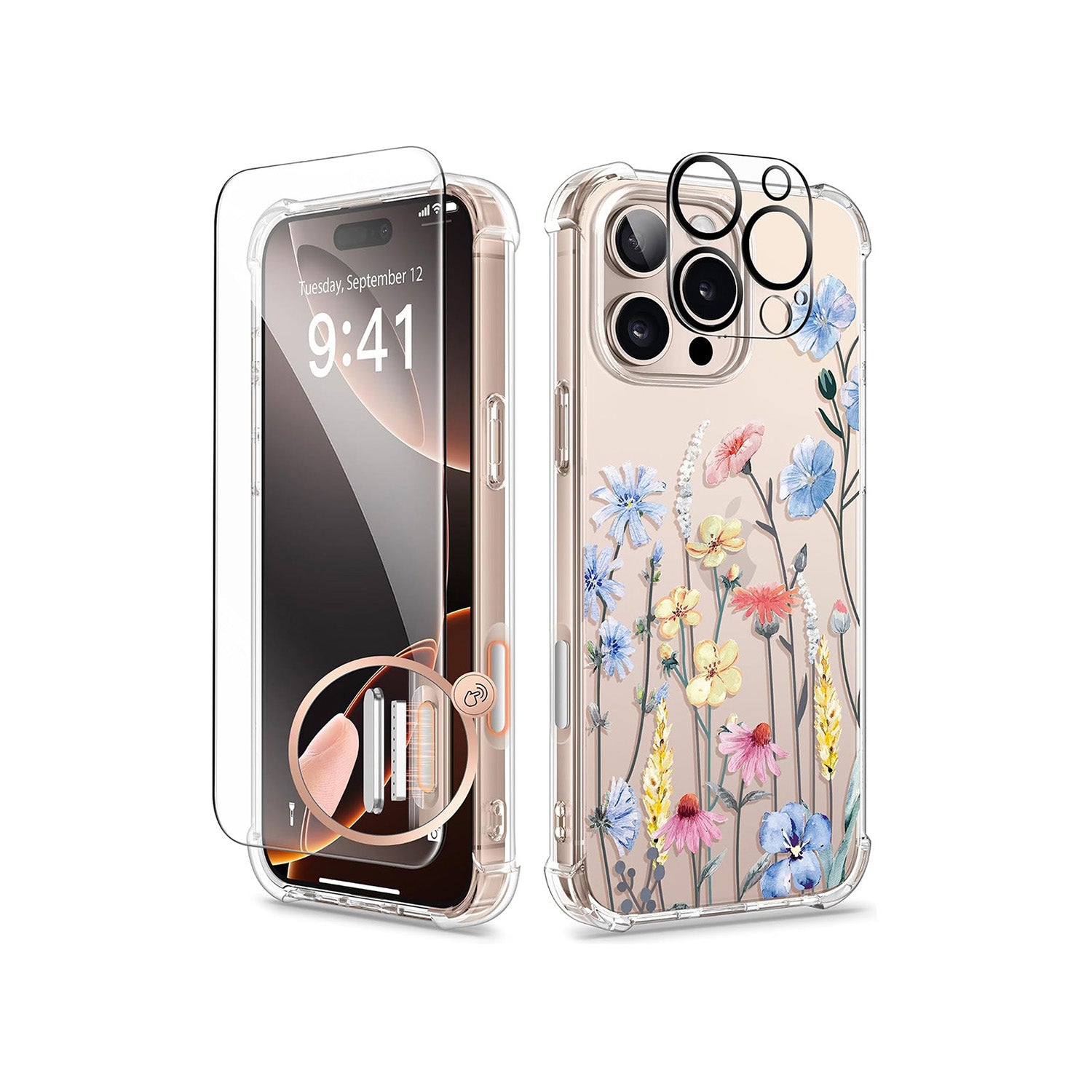 GVIEWIN for iPhone 16 Pro Max Floral Clear Case