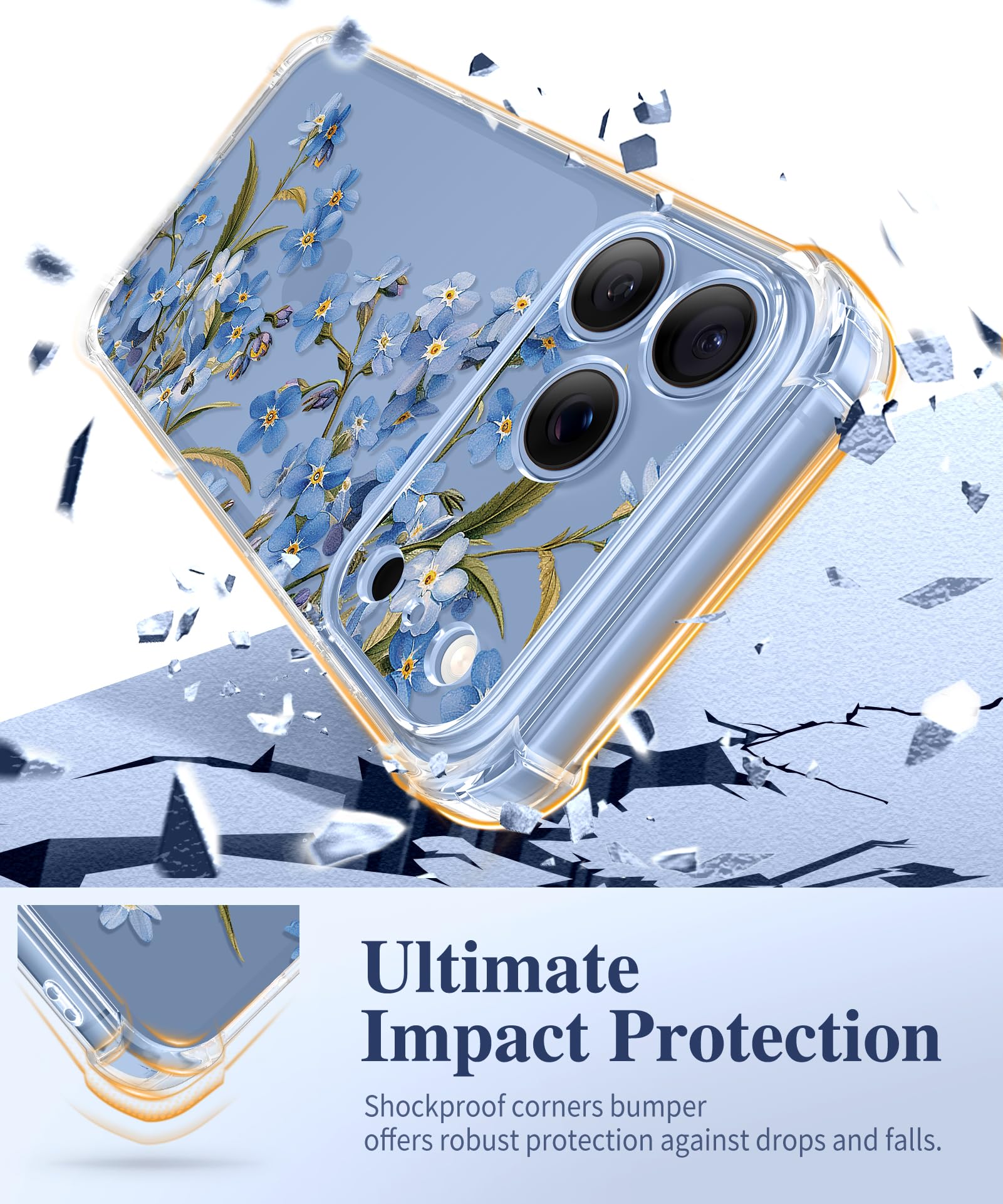 GVIEWIN for iPhone 18 Pro Max Case/17 Pro Max Case Floral Clear Slim Women