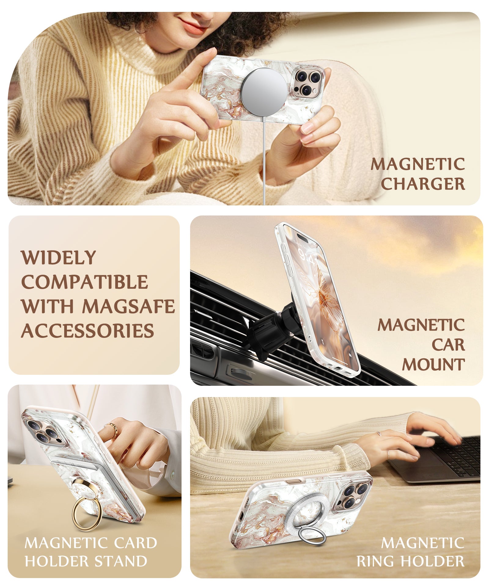 GVIEWIN for iPhone 16 Pro Magsafe Marble case