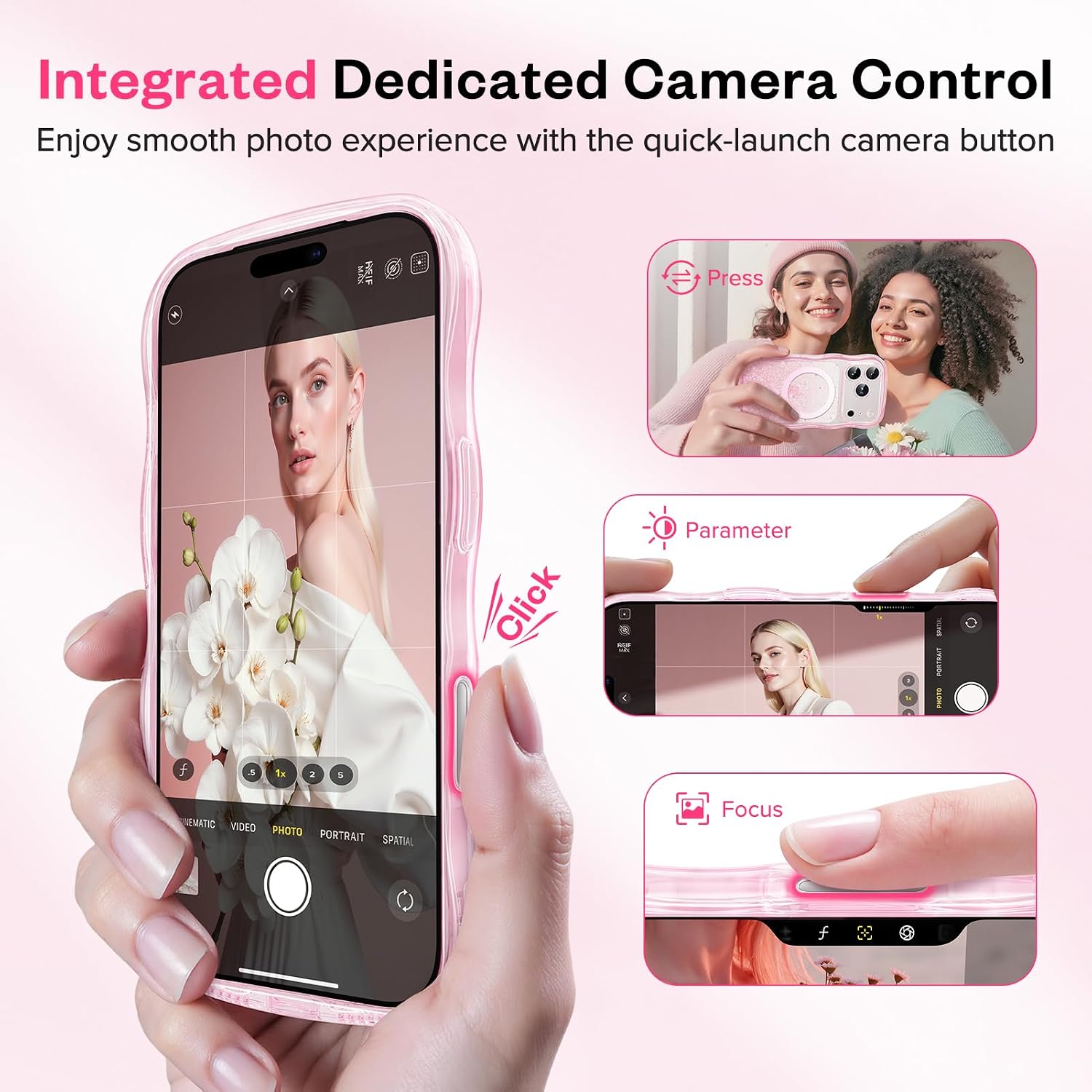 GVIEWIN Magnetic for iPhone 17 Pro Case, Full Camera Protection Pink