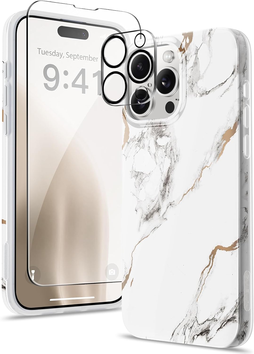 iPhone 15 Pro White Marble Case