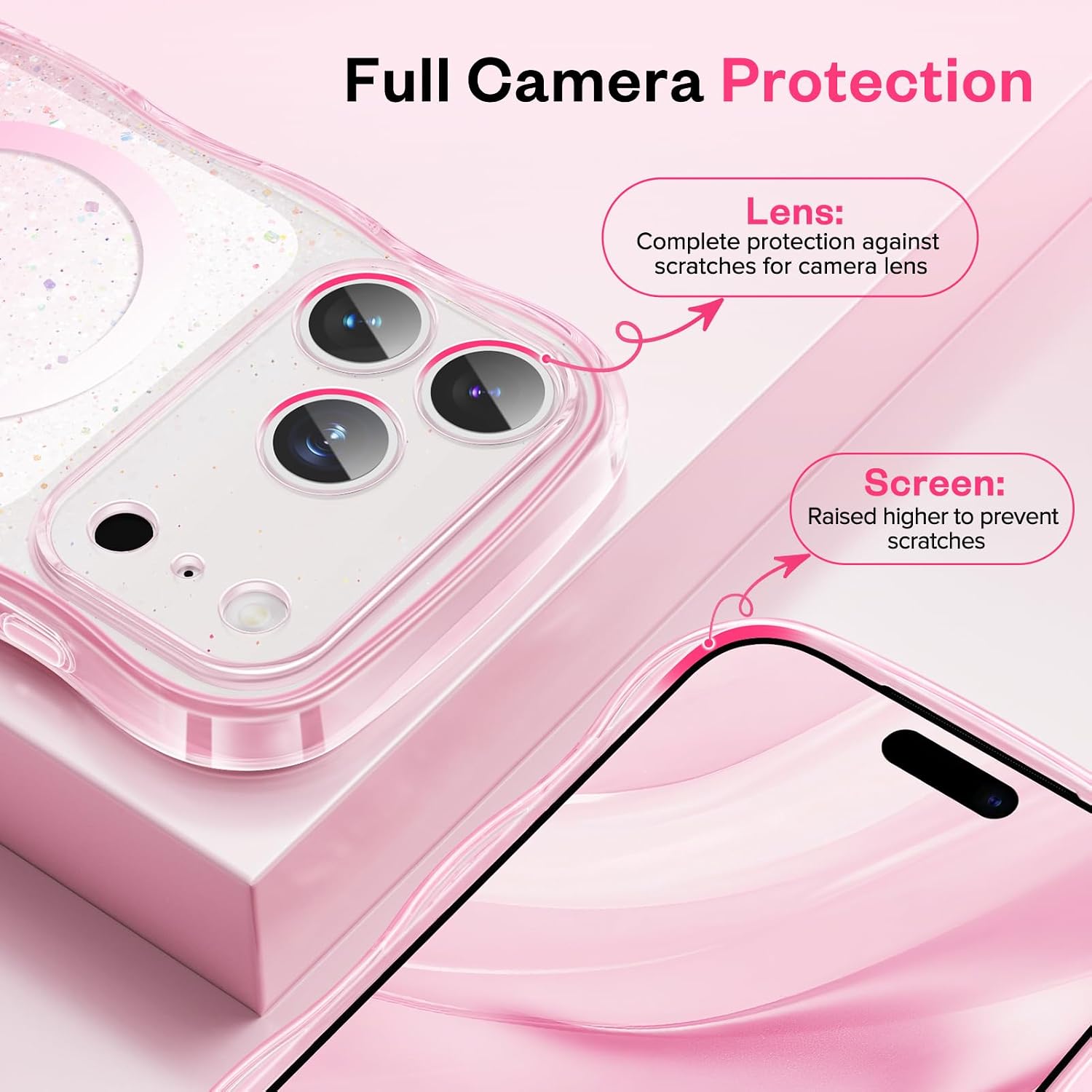 GVIEWIN Magnetic for iPhone 17 Pro Case, Full Camera Protection Pink