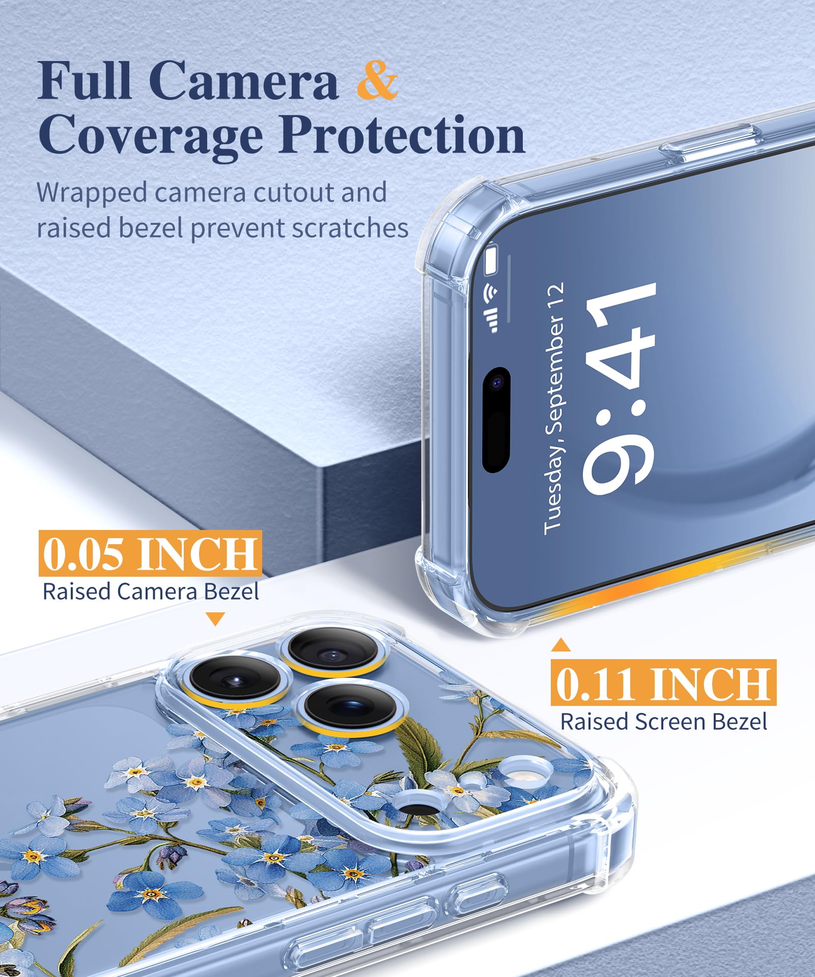 GVIEWIN for iPhone 18 Pro Max Case/17 Pro Max Case Floral Clear Slim Women