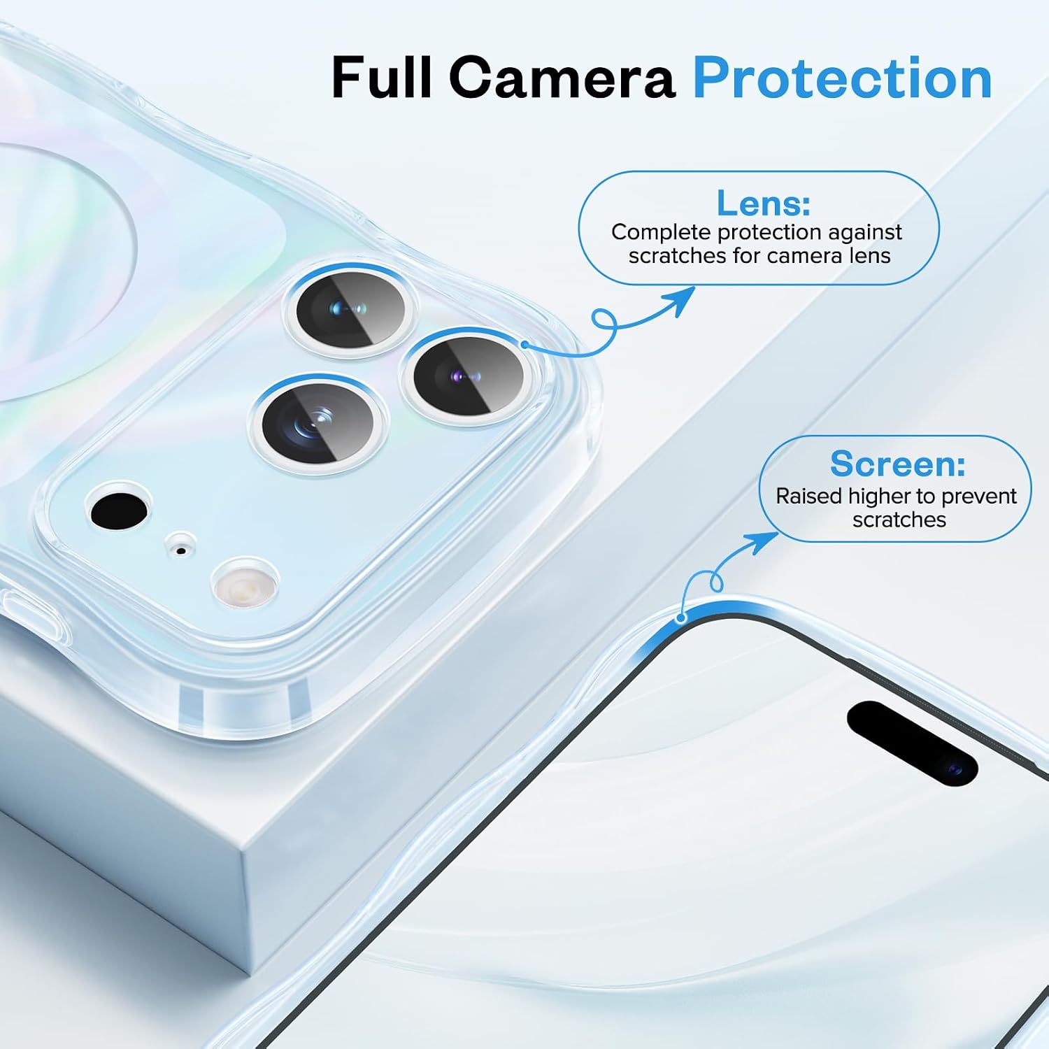 GVIEWIN Magnetic for iPhone 17 Pro Case, Full Camera Protection Blue
