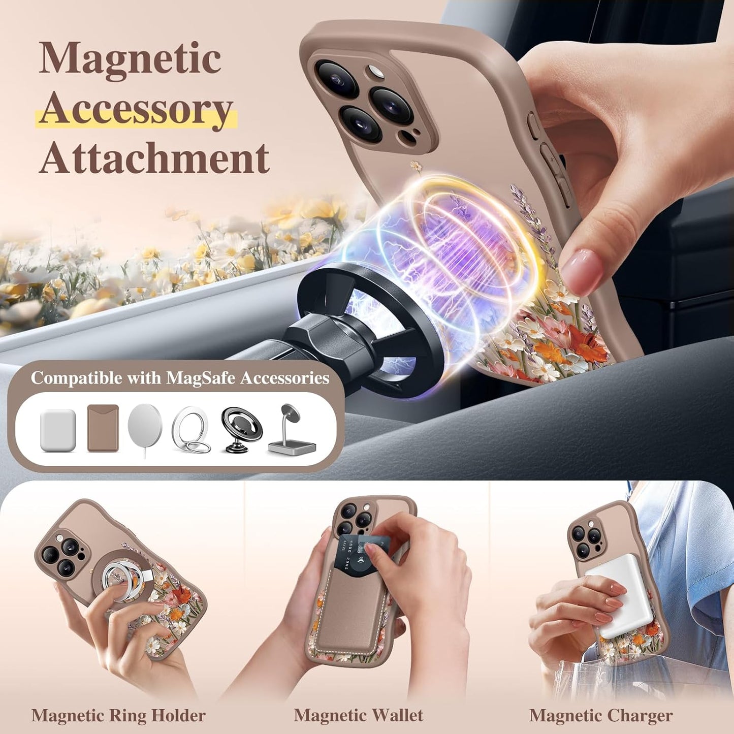 GVIEWIN for iPhone 16 Pro Max Case Compatible with MagSafe