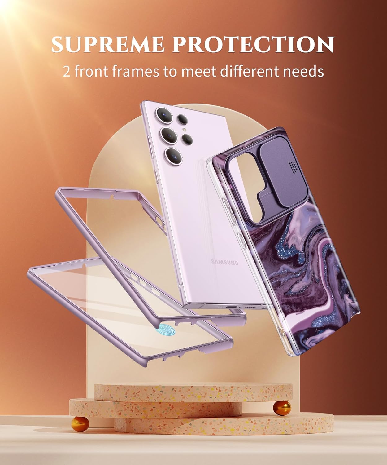 GVIEWIN for Samsung Galaxy S23 Ultra Case with Slide Camera Cover