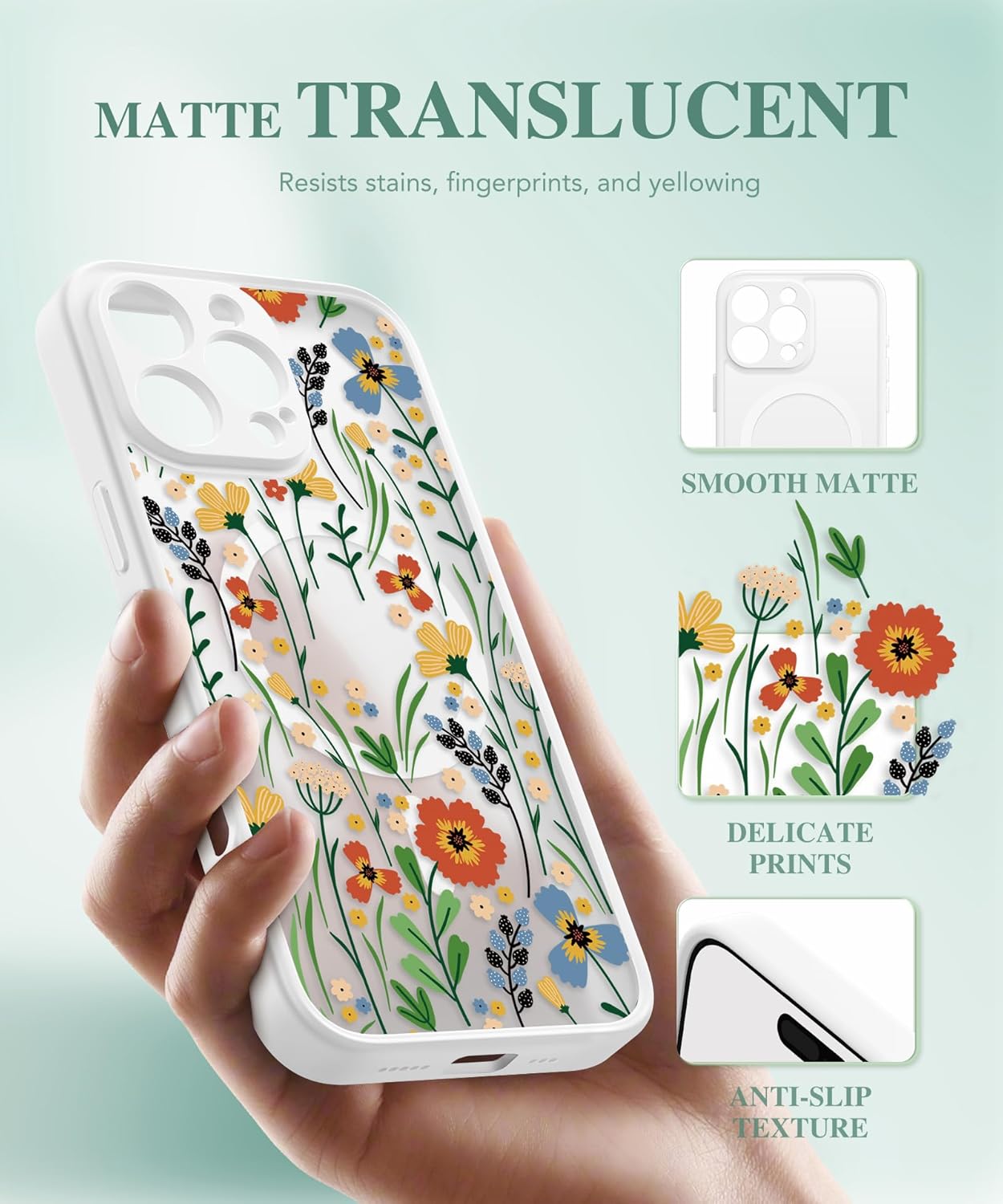 iPhone 16 Pro Floral Translucent MagSafe Case