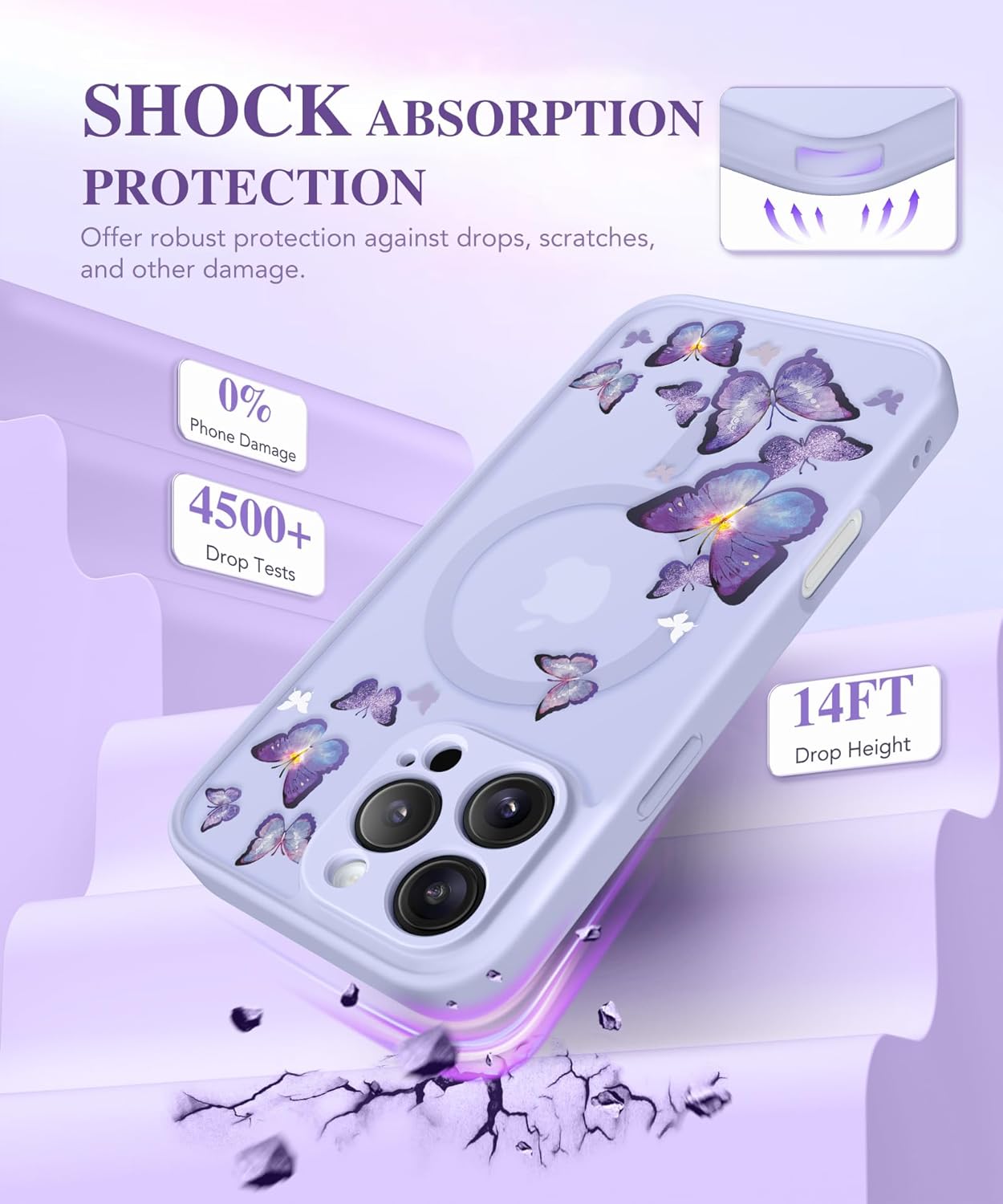 iPhone 16 Pro Floral Translucent Case Butterfly