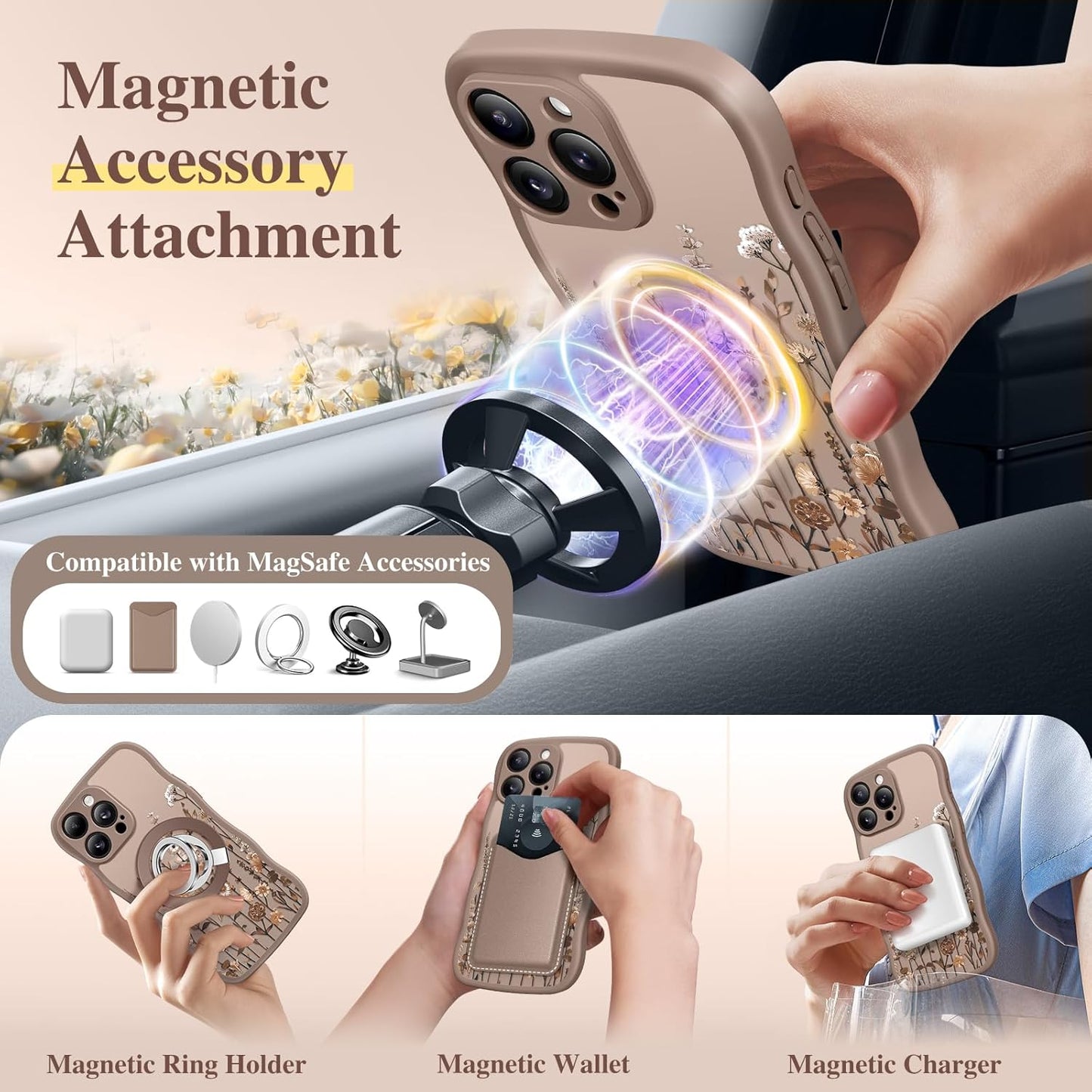 GVIEWIN for iPhone 16 Pro Max Case Compatible with MagSafe
