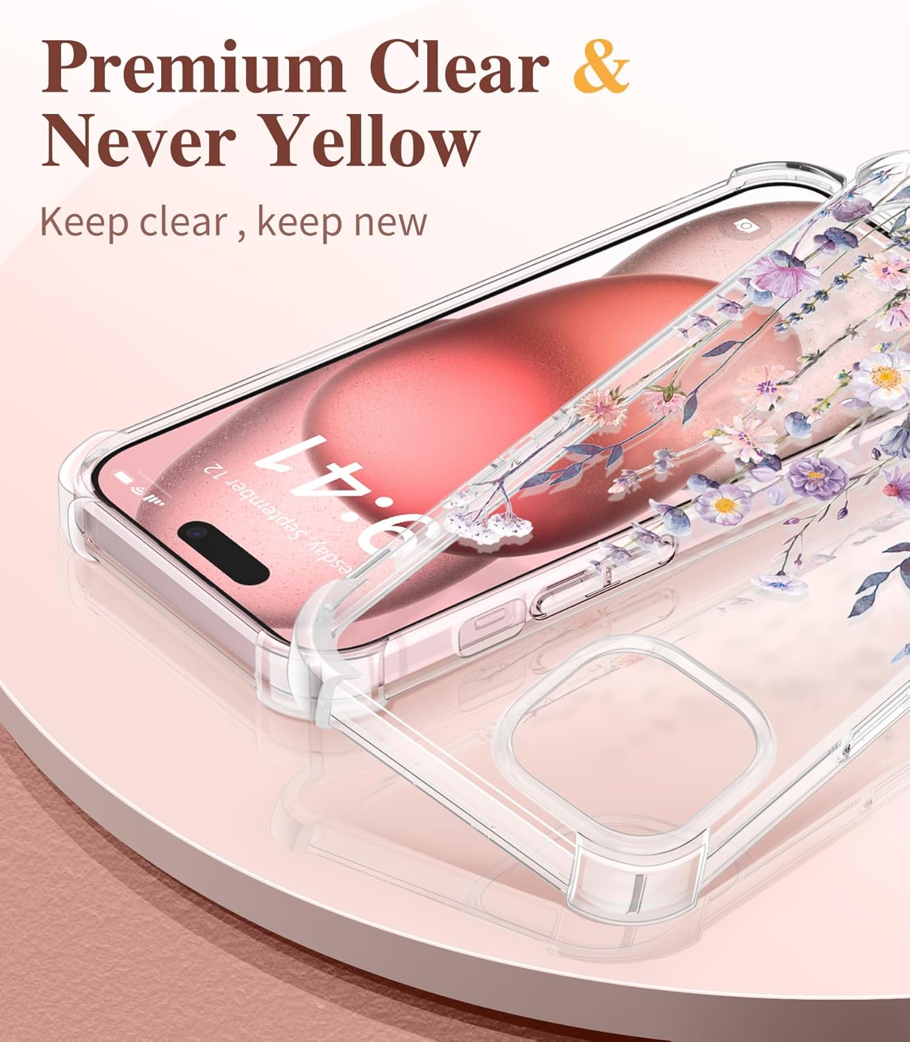 GVIEWIN for iPhone 15 Case Floral