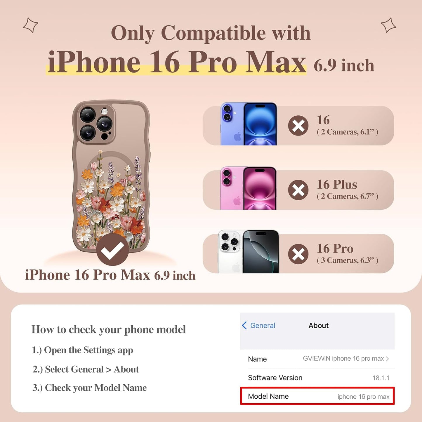 GVIEWIN for iPhone 16 Pro Max Case Compatible with MagSafe