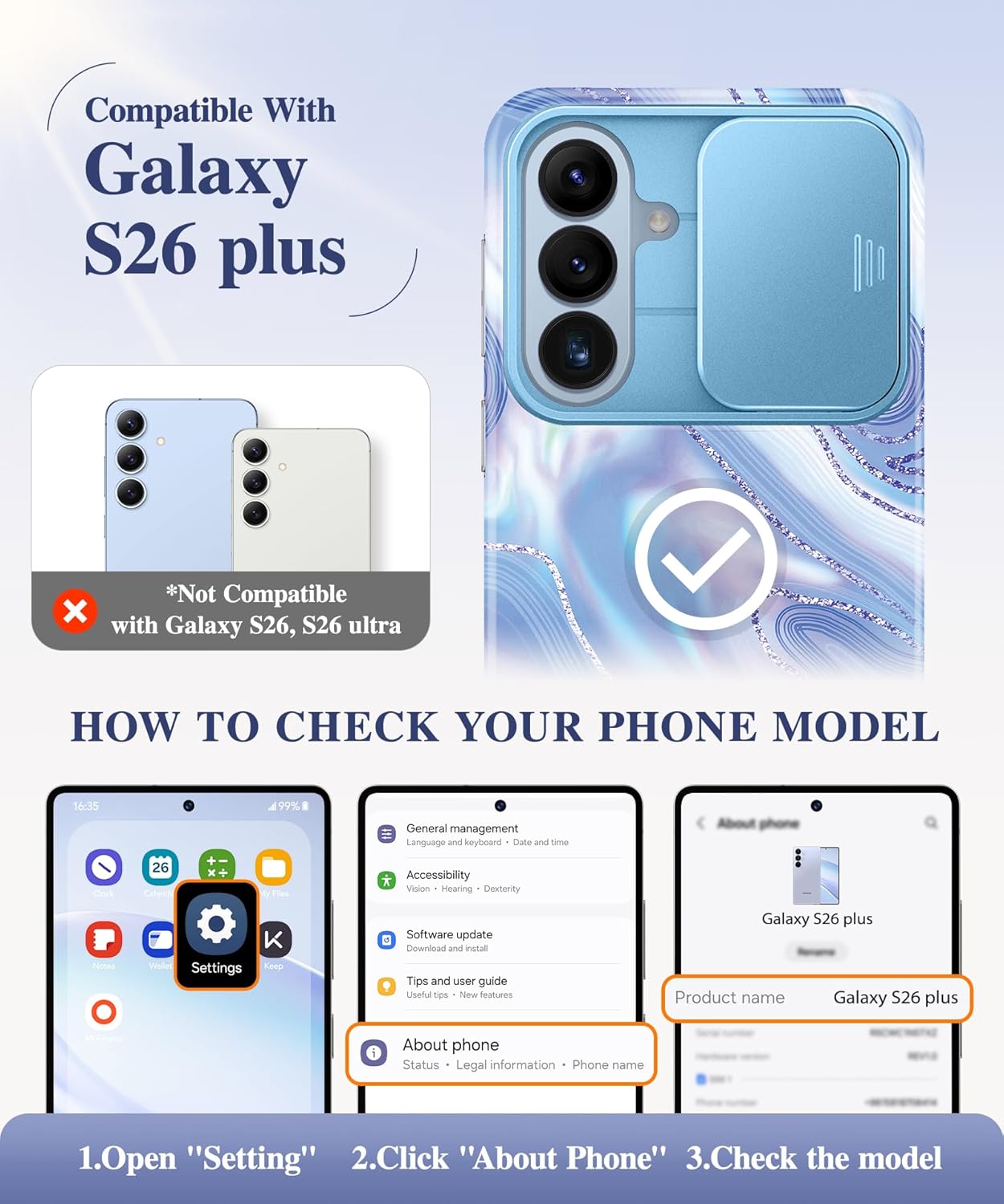 GVIEWIN Compatible with Samsung Galaxy S26 Plus Case
