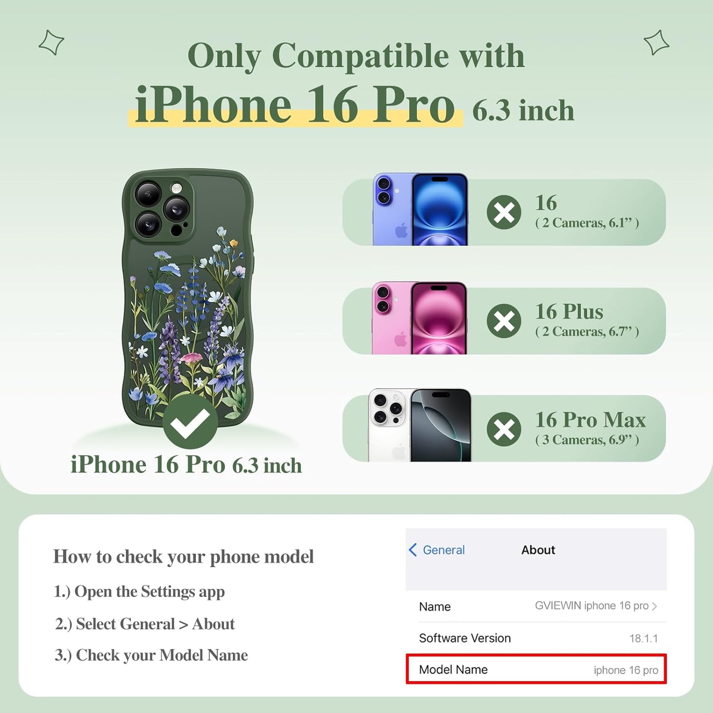GVIEWIN for iPhone 16 Pro Case Compatible with MagSafe
