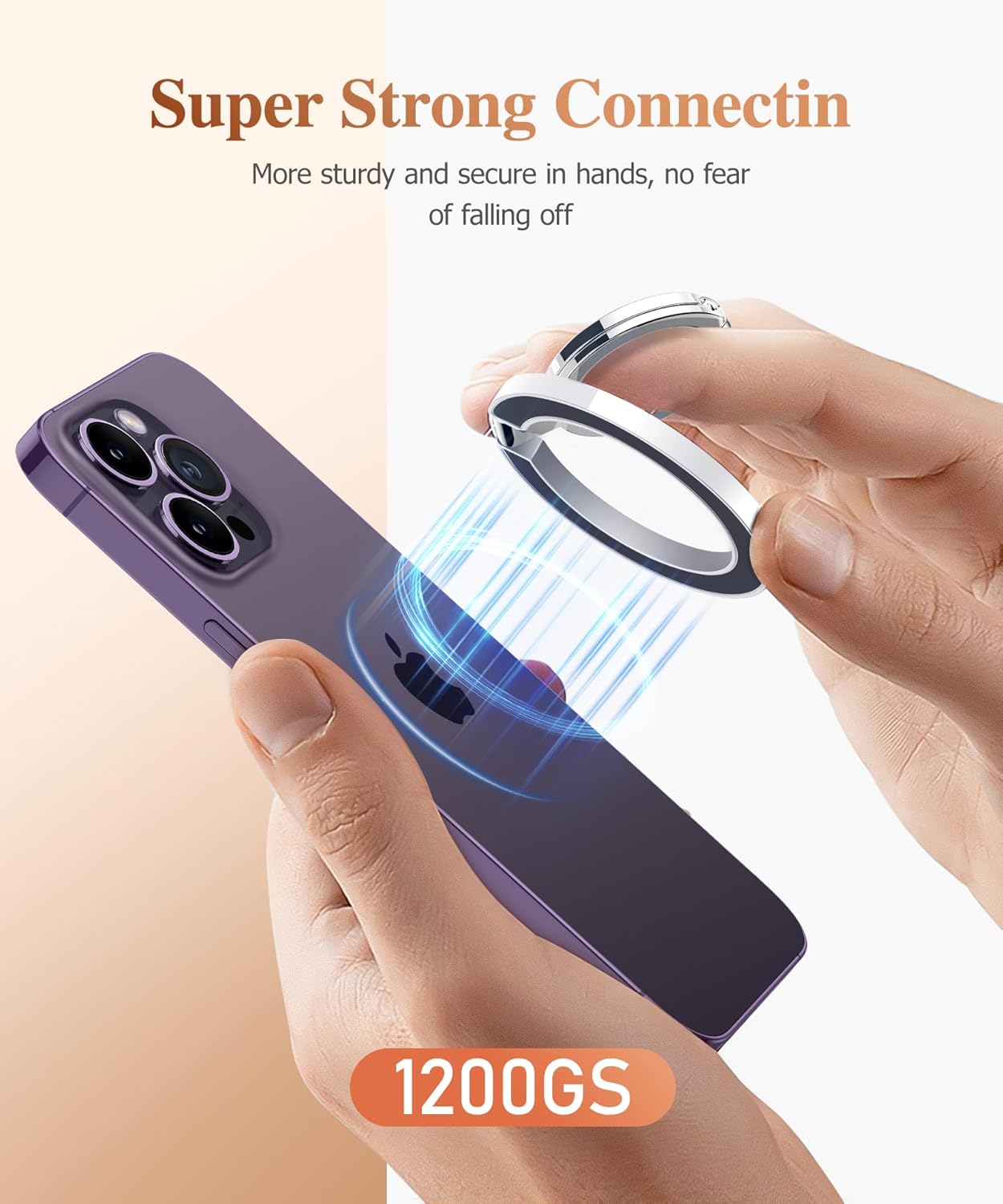 GVIEWIN Magnetic Phone Ring Holder, Compatible with MagSafe Phone Grip with Adjustable Stand