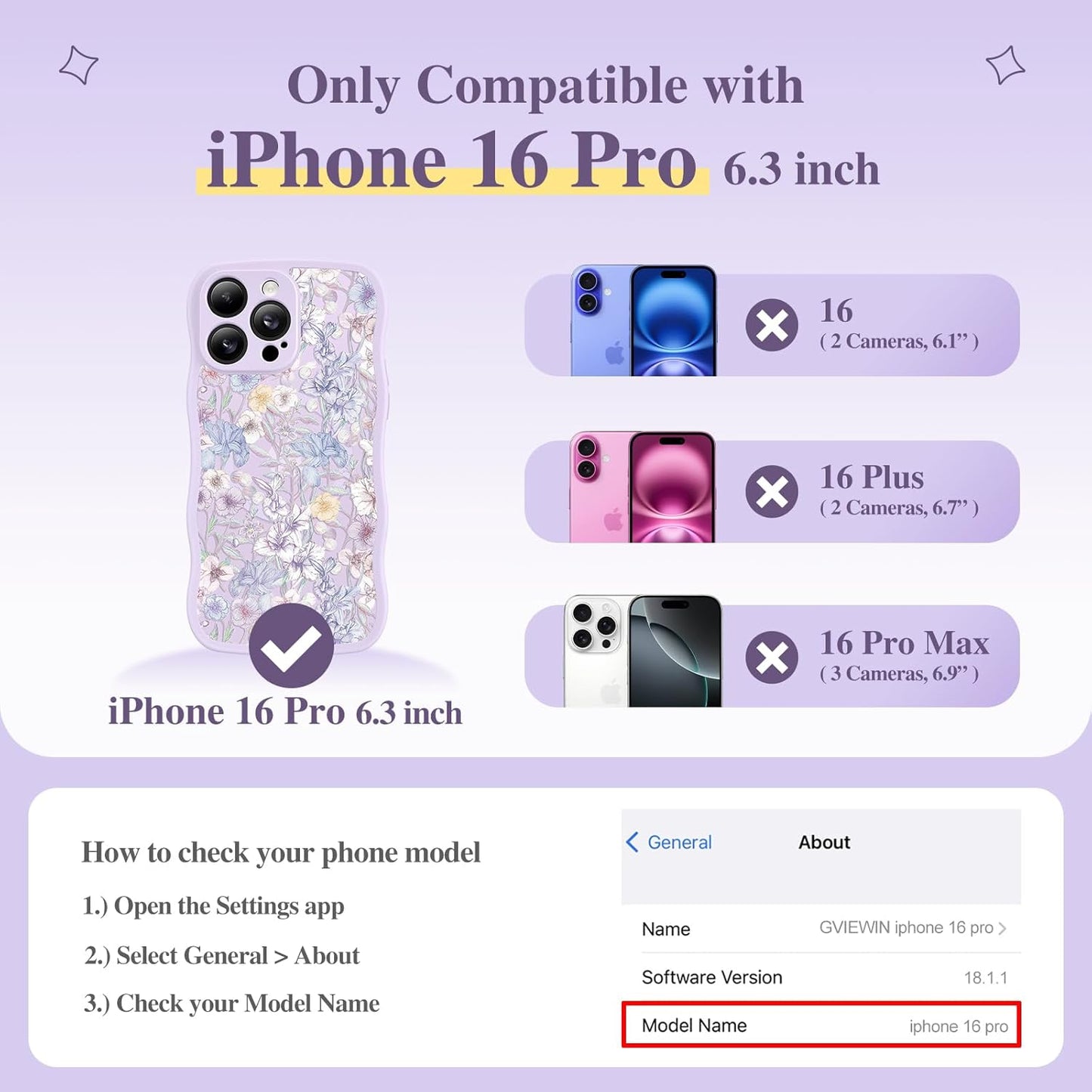GVIEWIN for iPhone 16 Pro Case Compatible with MagSafe