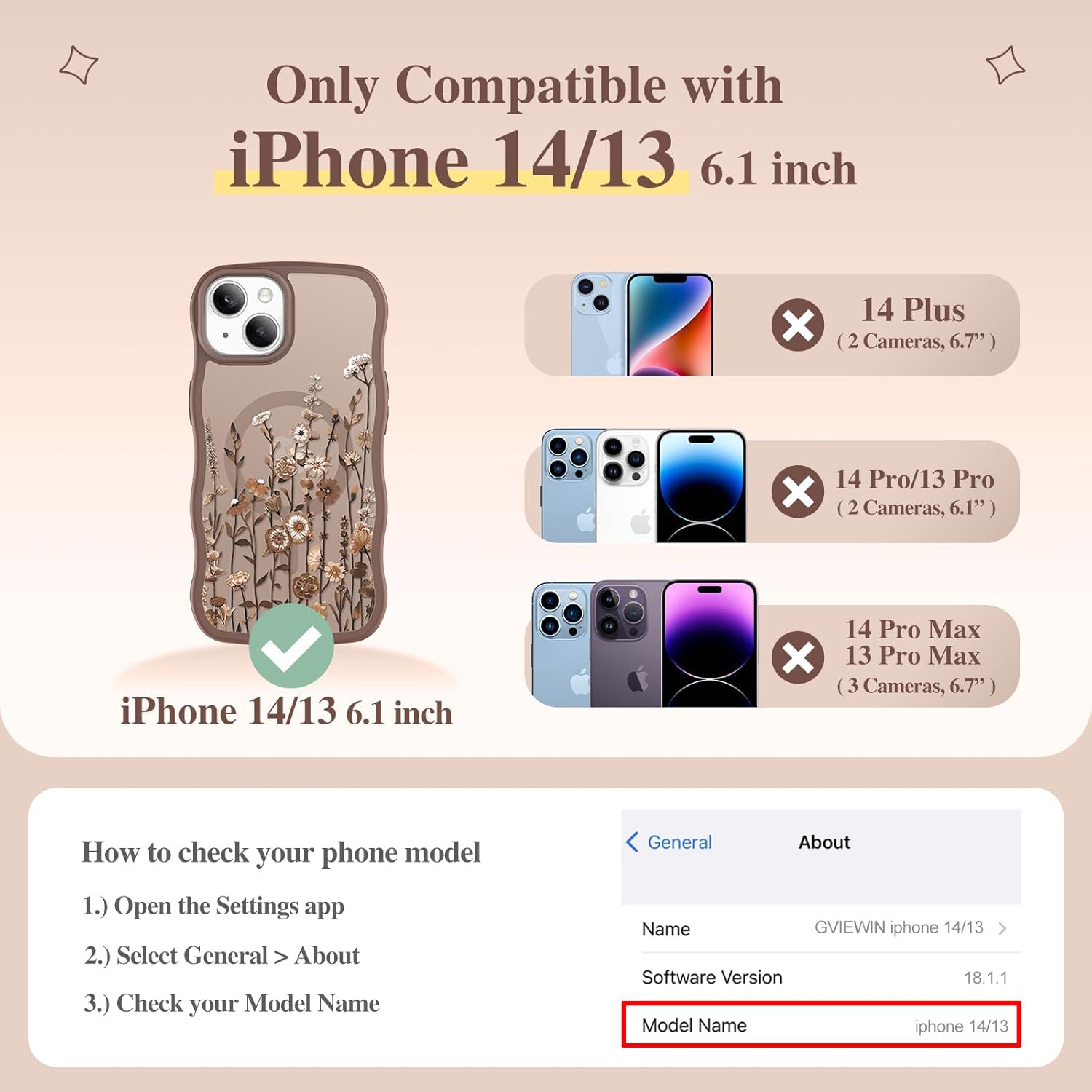 GVIEWIN Cute for iPhone 14 Case