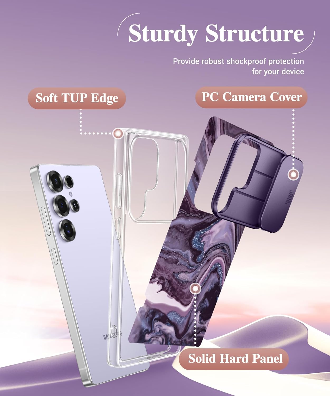 GVIEWIN for Samsung Galaxy S25 Ultra Case with Slide Camera Cover