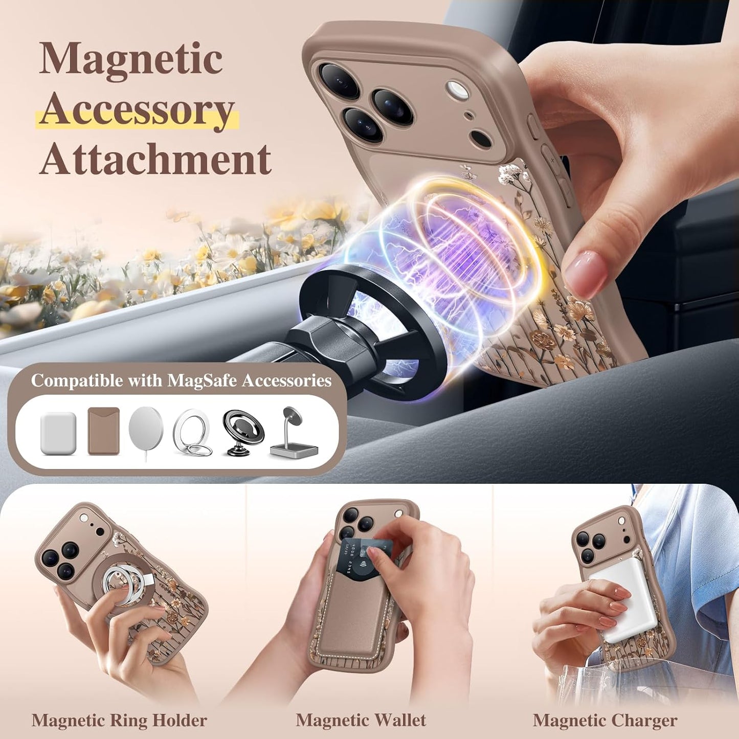 GVIEWIN for iPhone 17 Pro Case Compatible with MagSafe