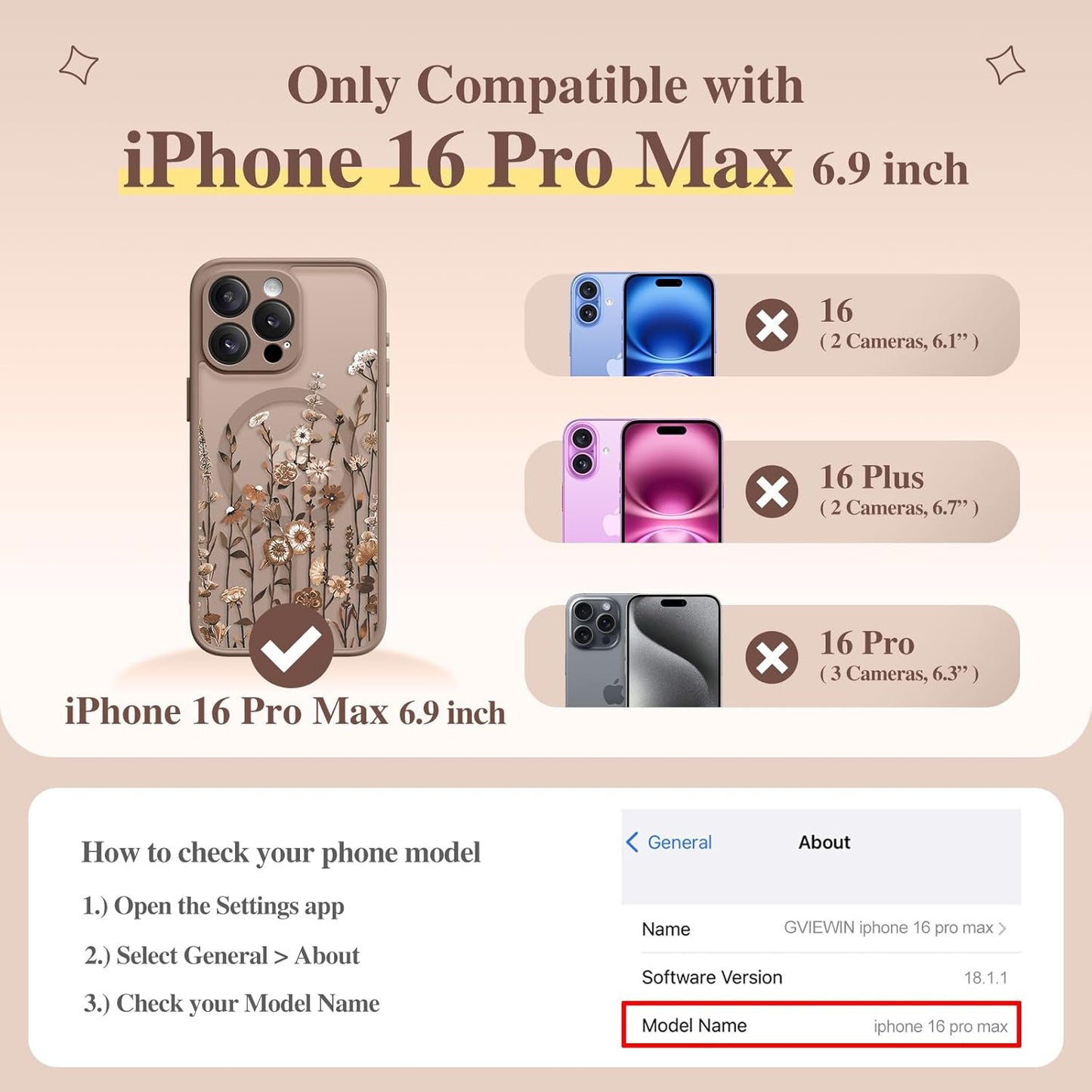 GVIEWIN for iPhone 16 Pro Max Case Compatible with MagSafe