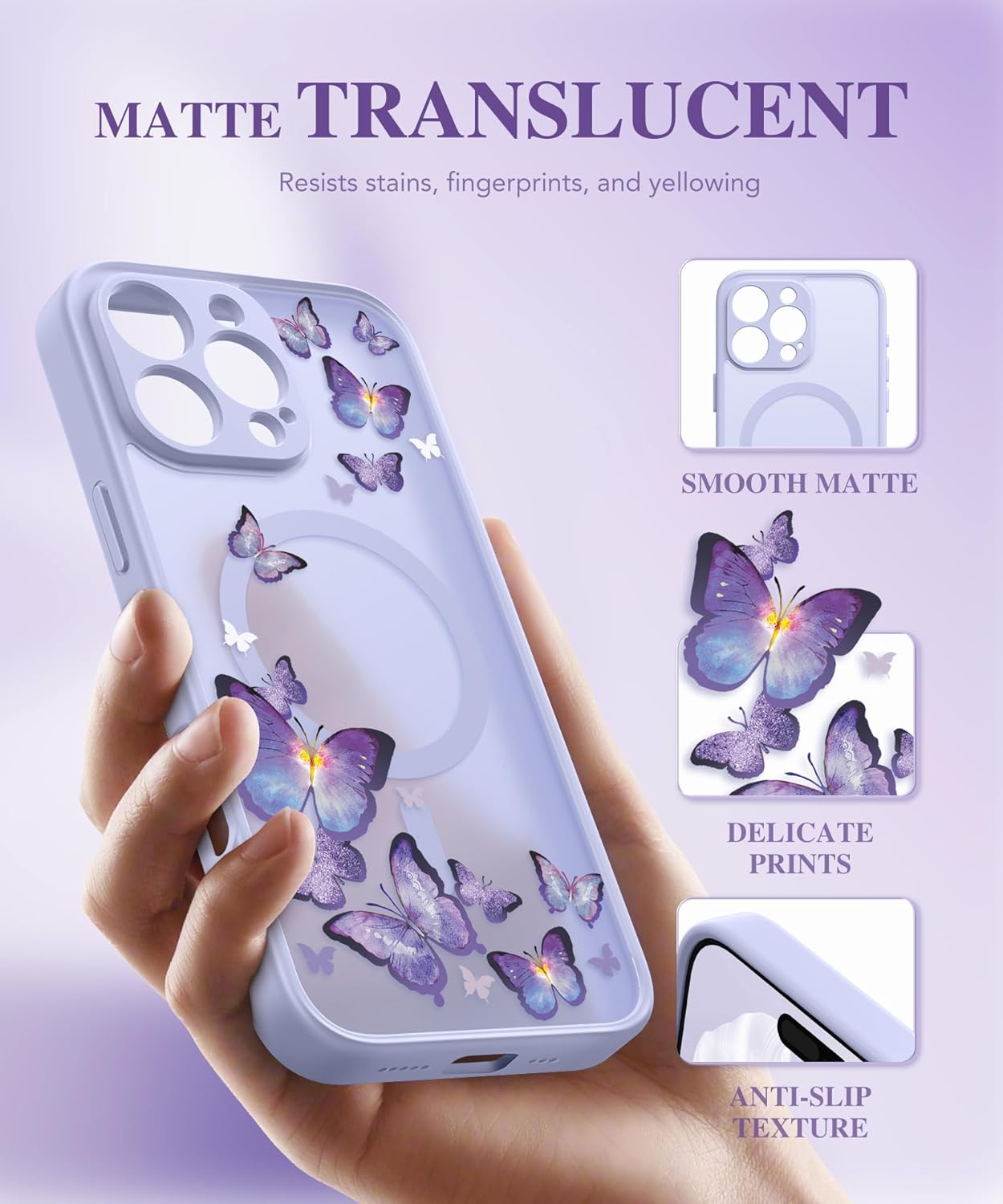iPhone 16 Pro Floral Translucent Case Butterfly