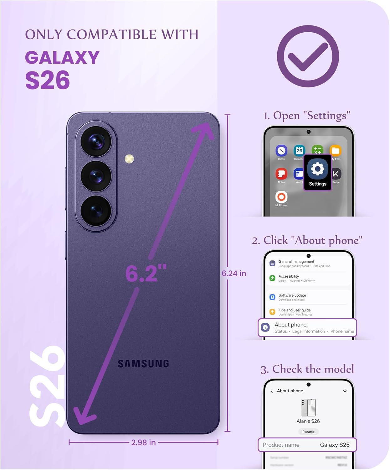 GVIEWIN Compatible with Samsung Galaxy S26 Case