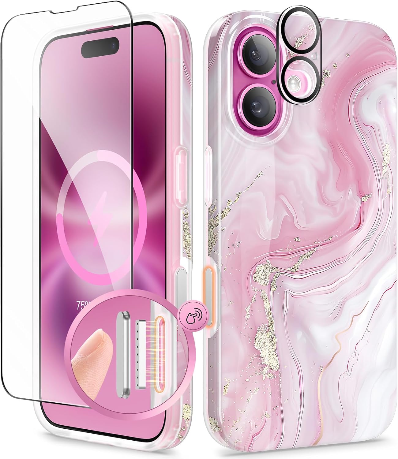 GVIEWIN for iPhone 16 Marble Case